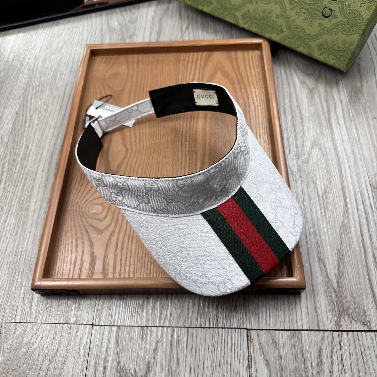 Gucci Original GG Canvas Visor With Web - FashionPlug