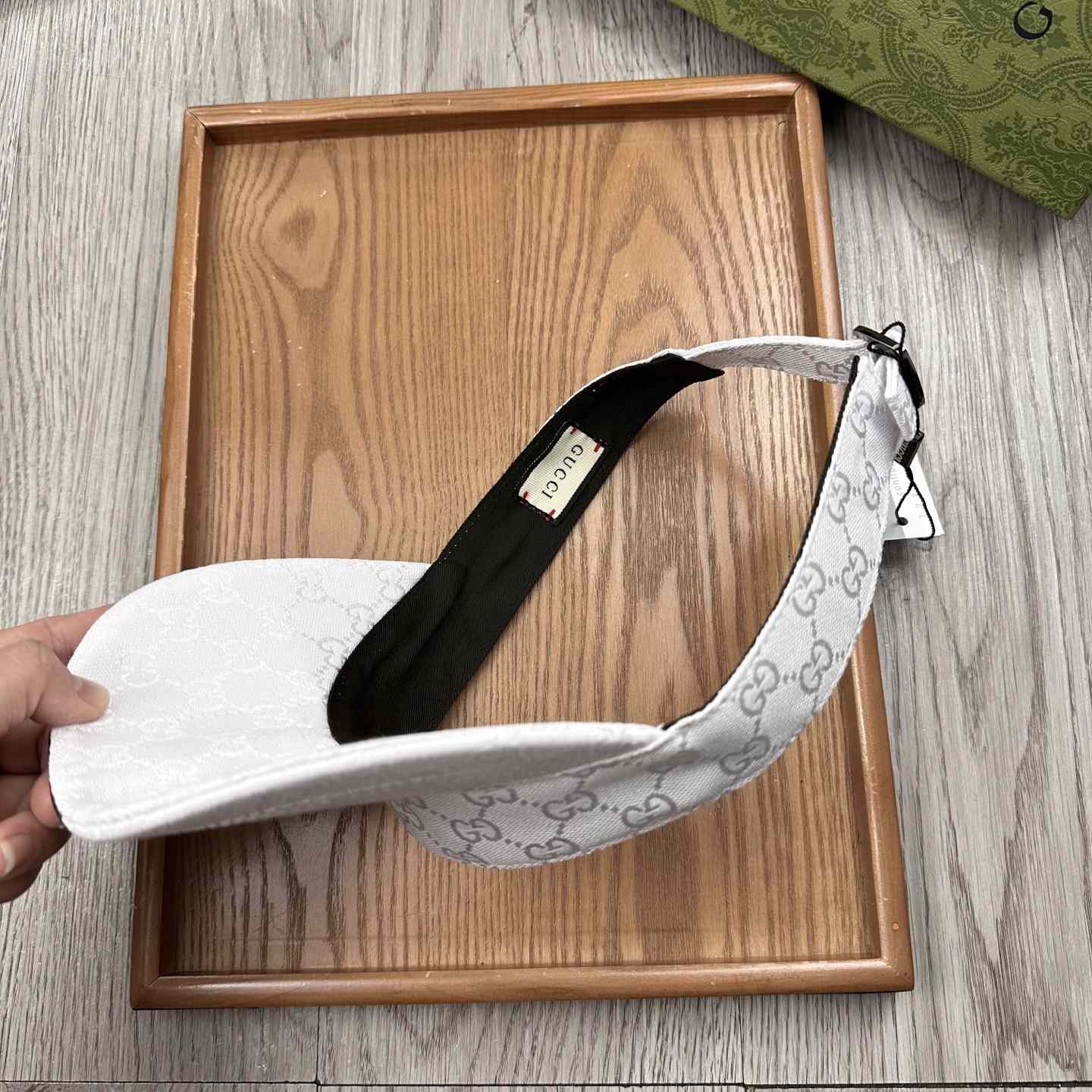 Gucci Original GG Canvas Visor With Web - FashionPlug