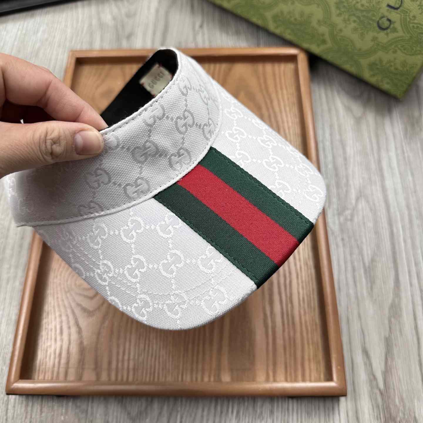 Gucci Original GG Canvas Visor With Web - FashionPlug