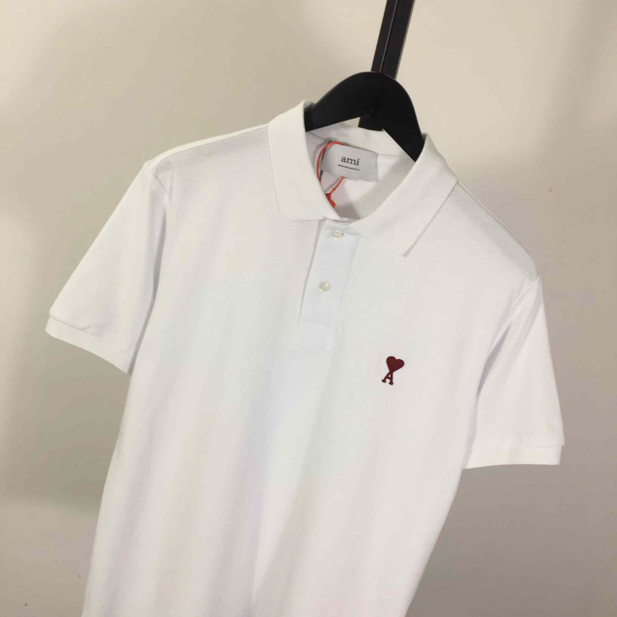 Ami Paris Ami De Coeur Embroidered Polo Shirt - FashionPlug