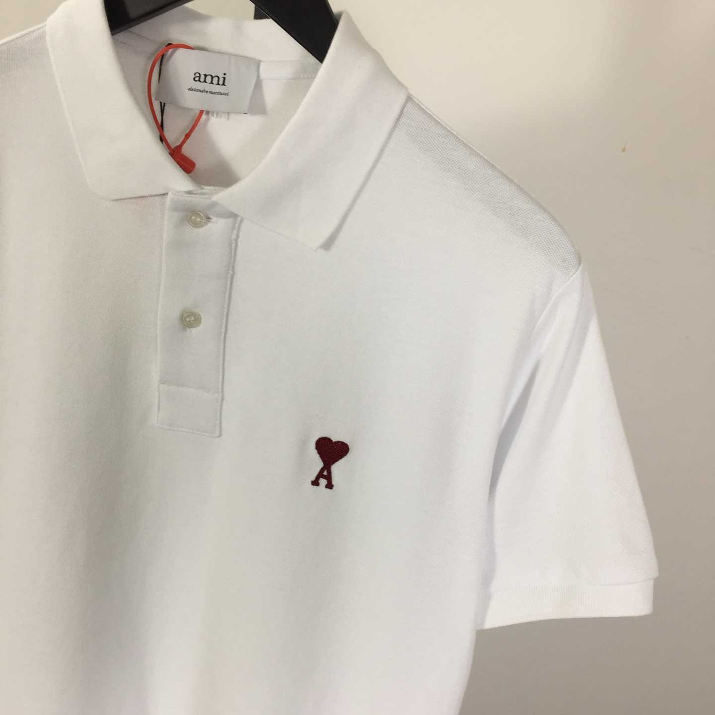 Ami Paris Ami De Coeur Embroidered Polo Shirt - FashionPlug