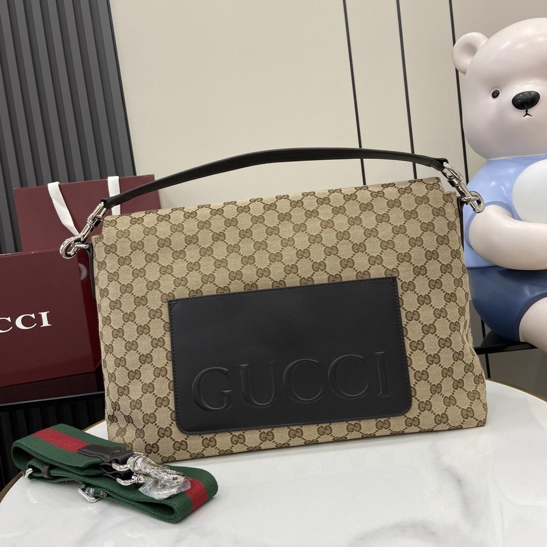 Gucci Medium GG Crossbody Bag With Web - FashionPlug