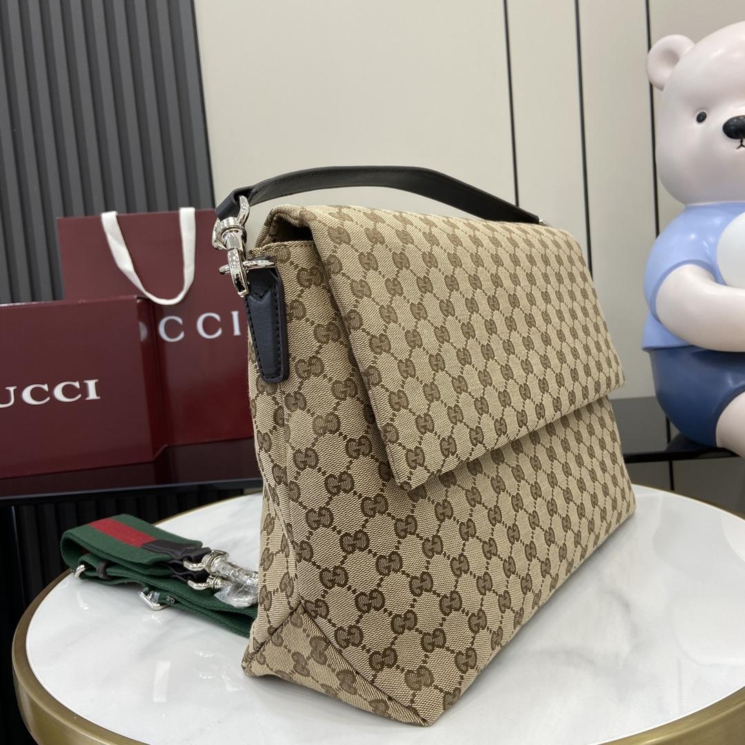 Gucci Medium GG Crossbody Bag With Web - FashionPlug