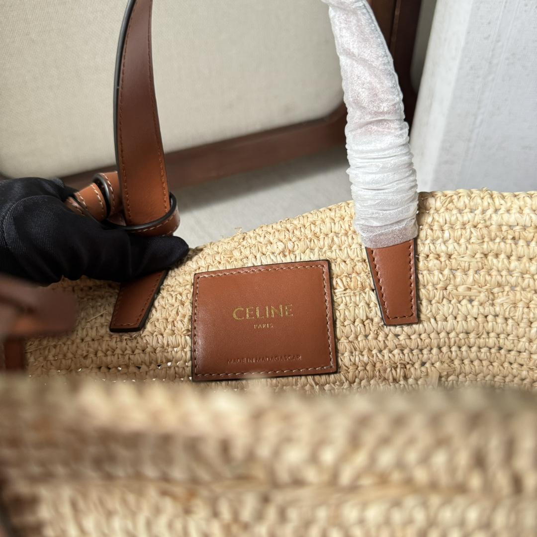Celine Teen Supple Celine Classic Panier In Raffia And Calfskin - FashionPlug