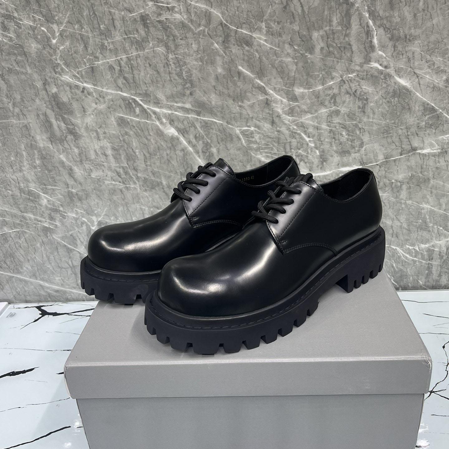 Balenciaga Hummer Derbie In Black Matte Calfskin - FashionPlug