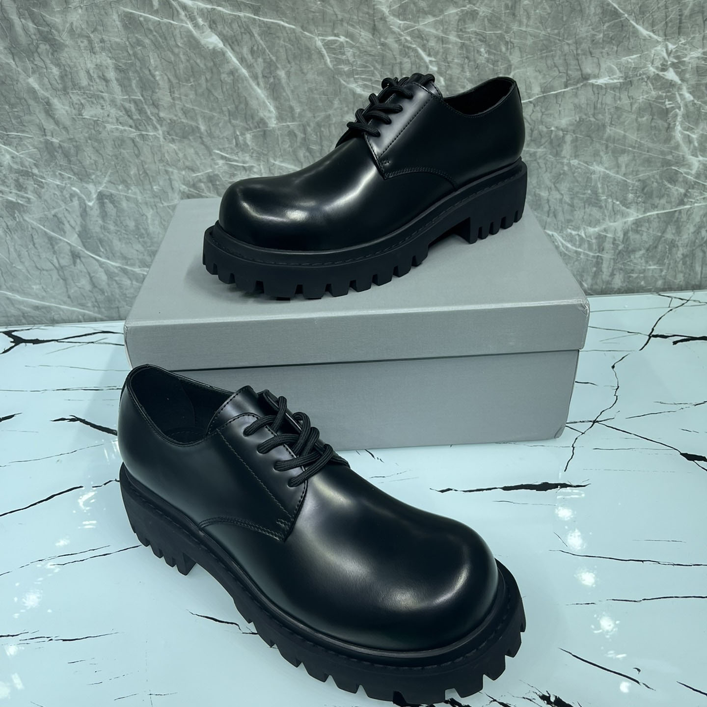 Balenciaga Hummer Derbie In Black Matte Calfskin - FashionPlug