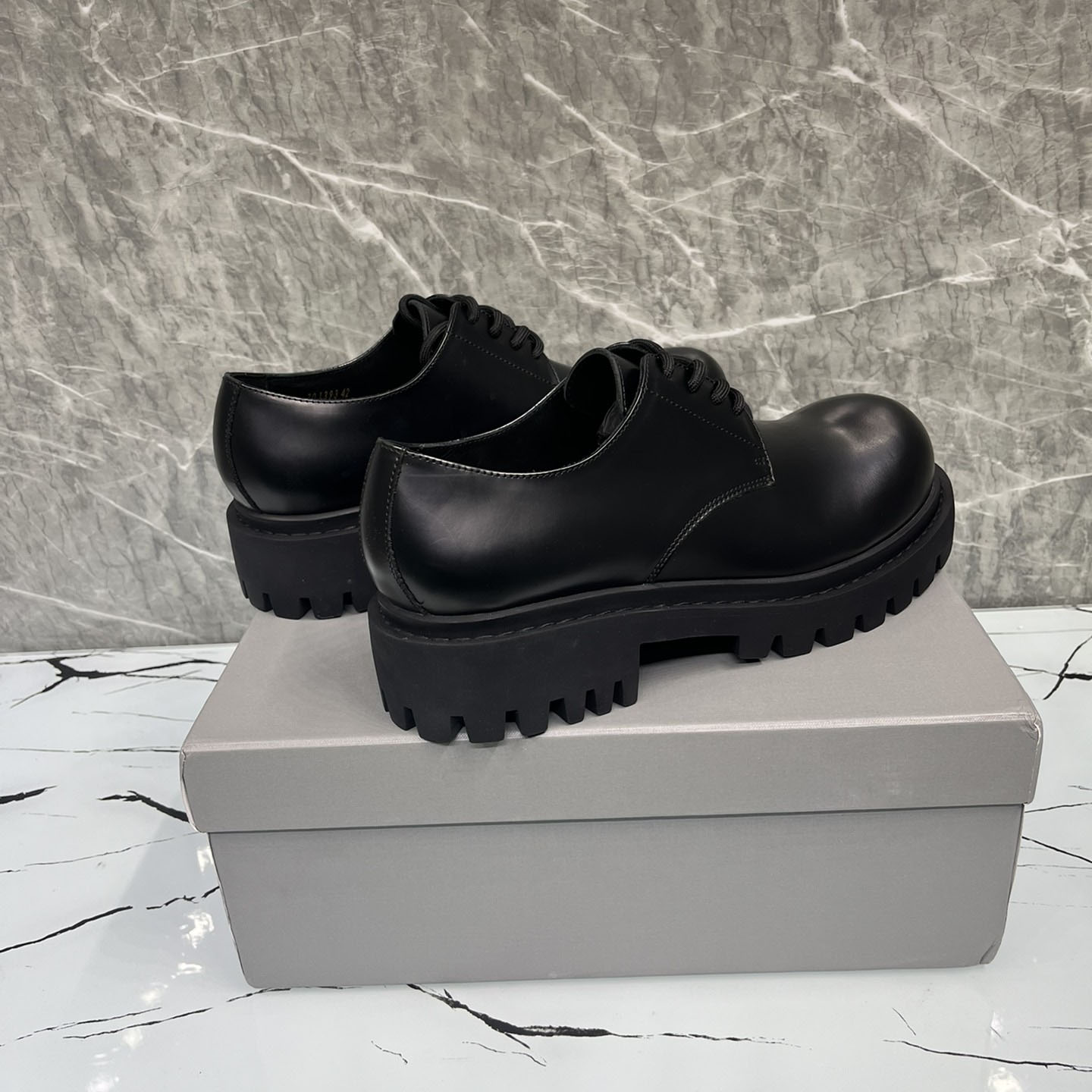 Balenciaga Hummer Derbie In Black Matte Calfskin - FashionPlug
