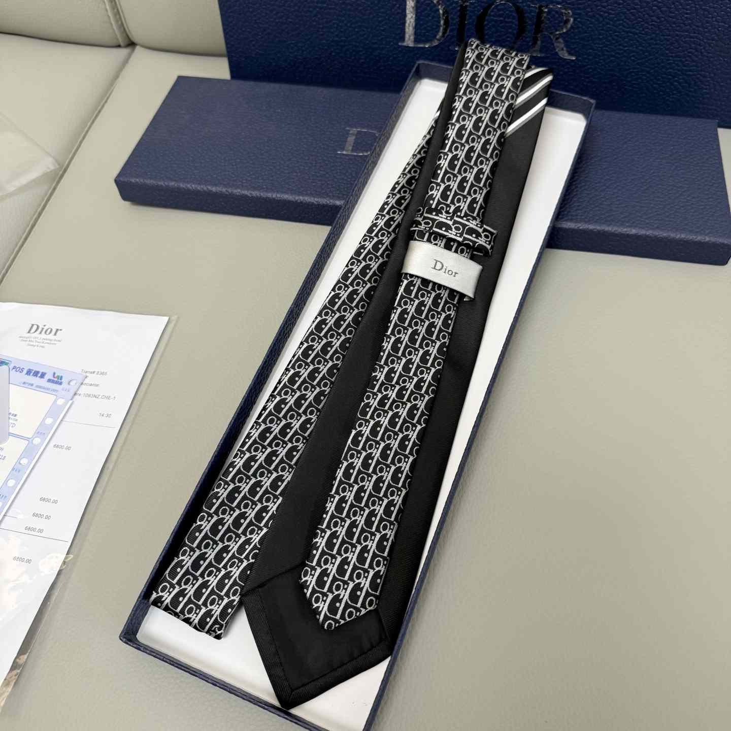 Dior Striped Dior Oblique Tie - FashionPlug
