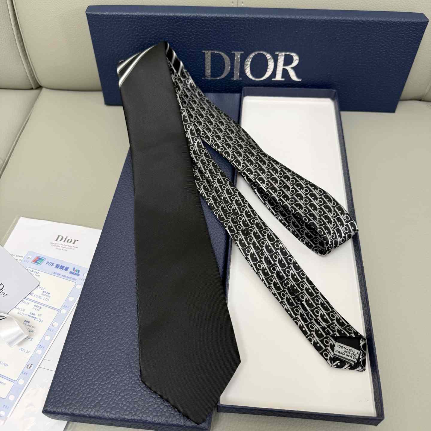 Dior Striped Dior Oblique Tie - FashionPlug