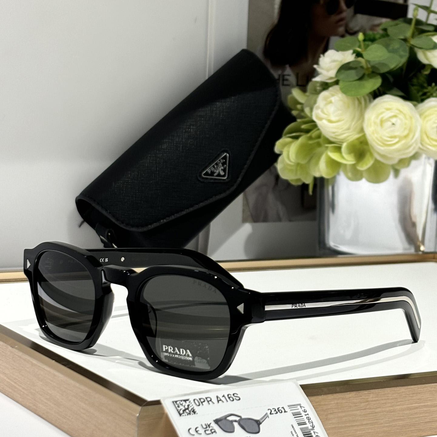 Prada Sunglasses With Iconic Metal Plaque   SPR A16SF - FashionPlug