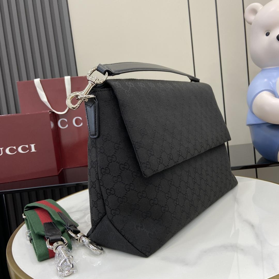 Gucci Medium GG Crossbody Bag With Web - FashionPlug