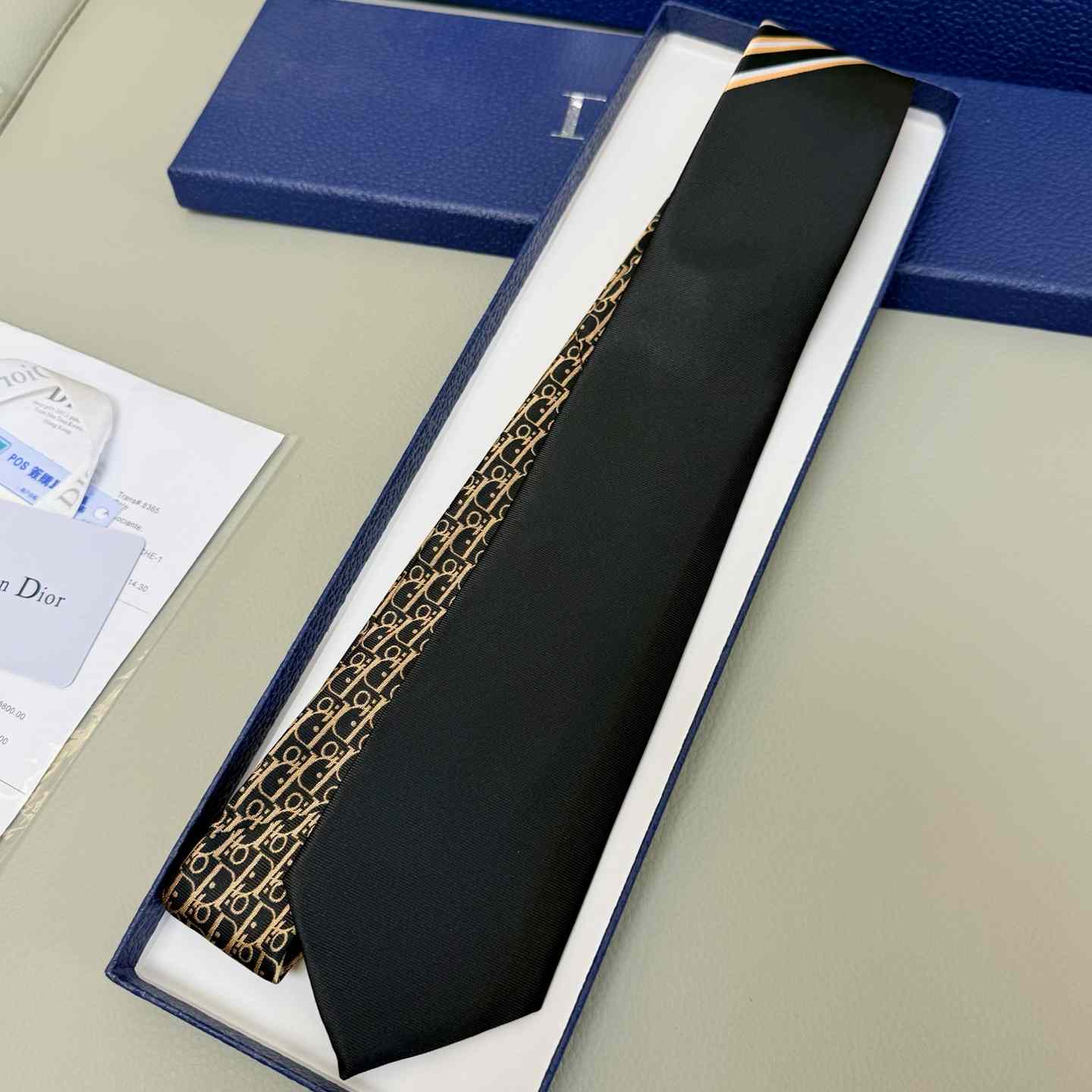 Dior Striped Dior Oblique Tie - FashionPlug
