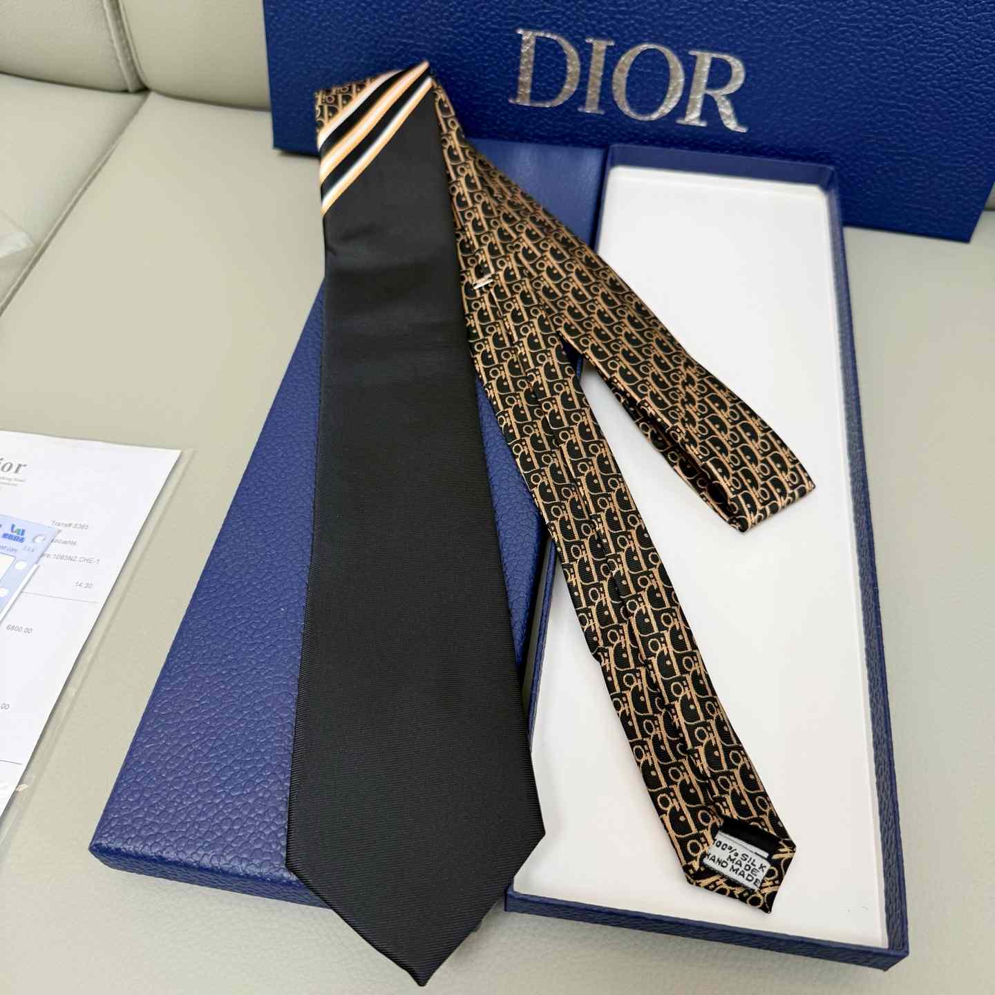 Dior Striped Dior Oblique Tie - FashionPlug