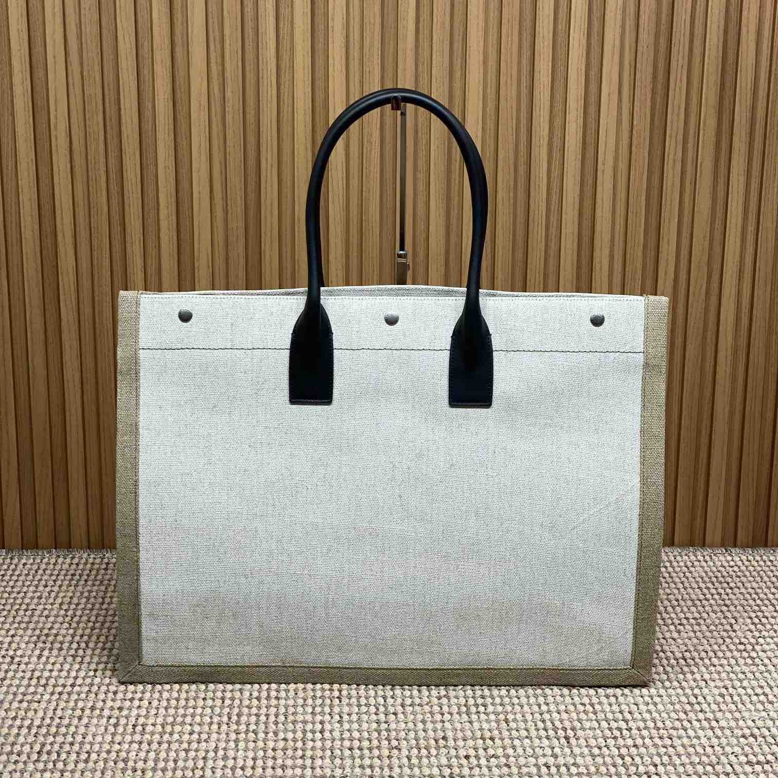 Saint Laurent Rive Gauche Tote In Canvas - FashionPlug
