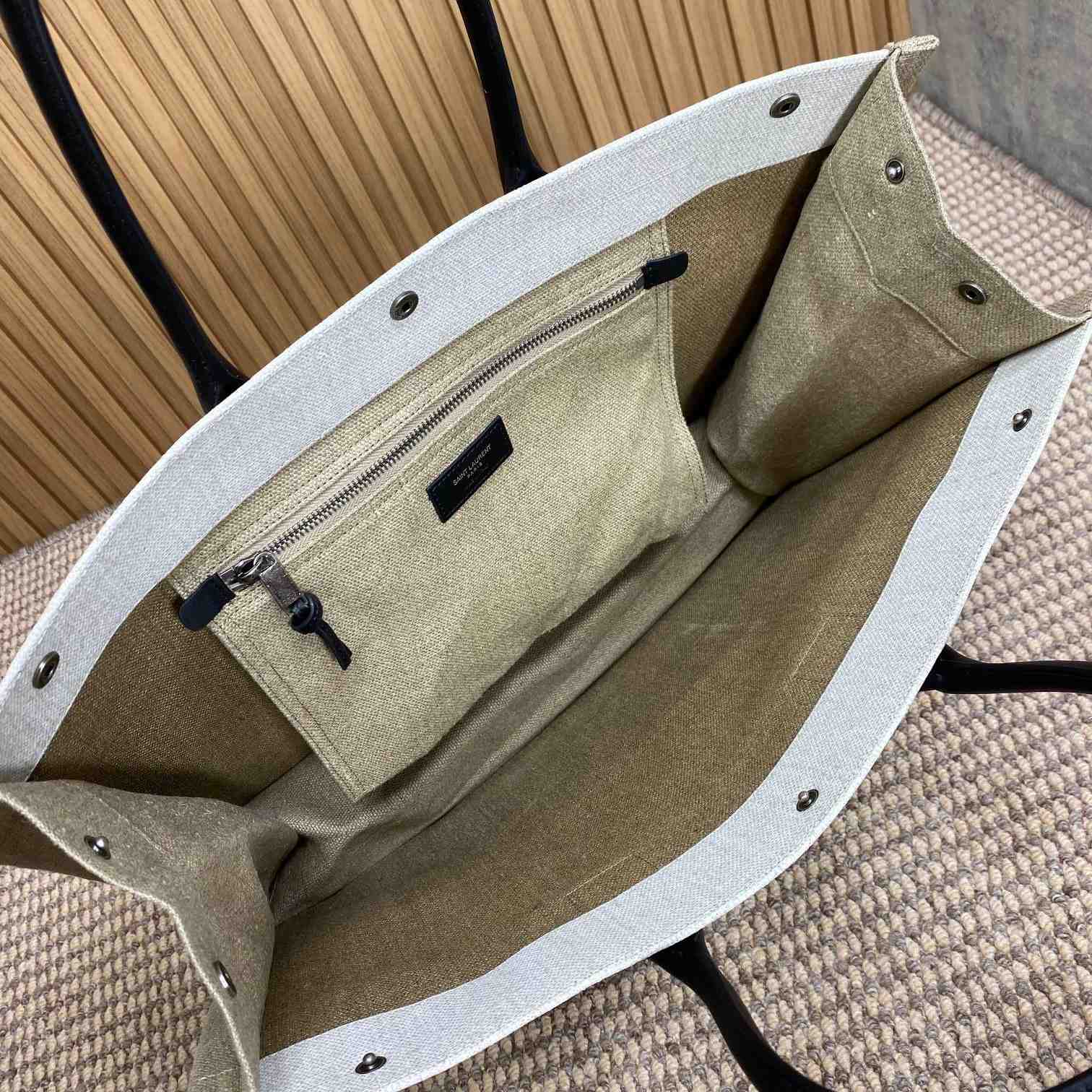 Saint Laurent Rive Gauche Tote In Canvas - FashionPlug