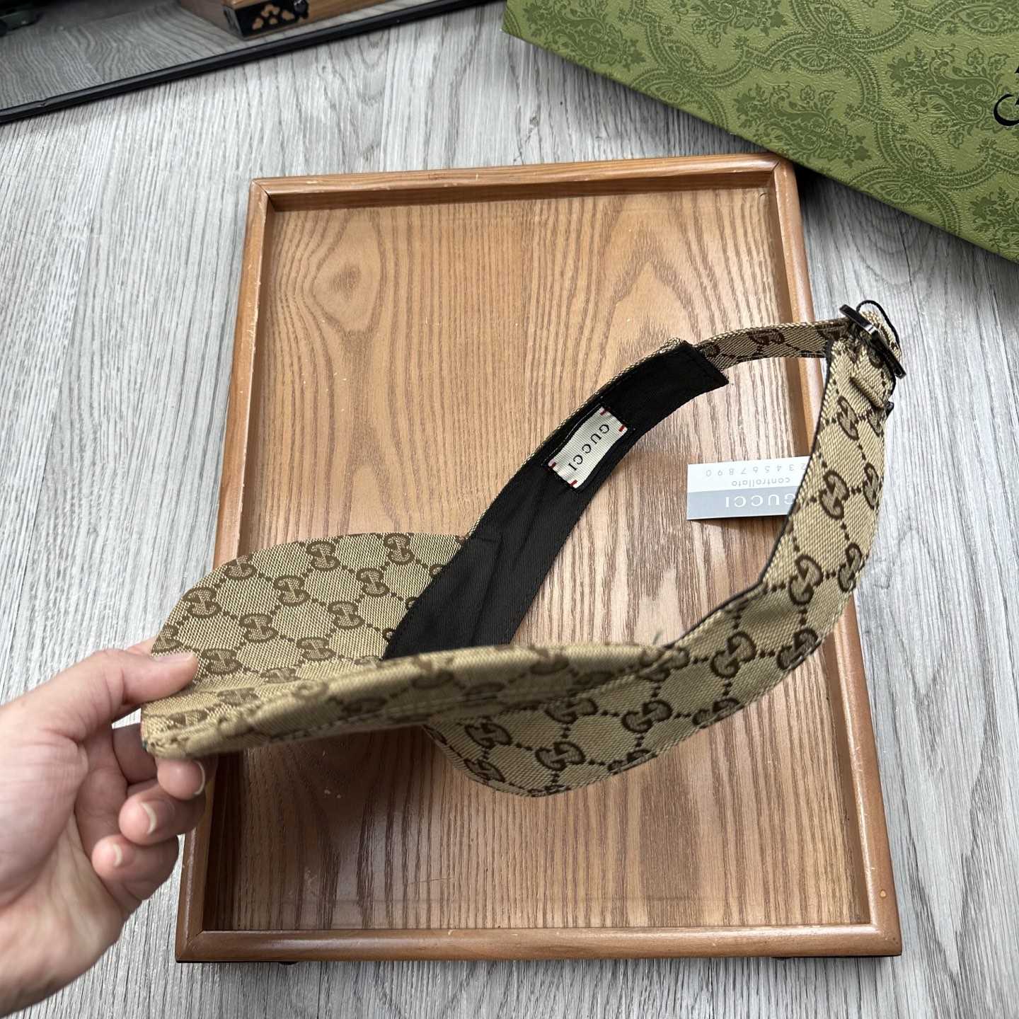Gucci Original GG Canvas Visor With Web - FashionPlug