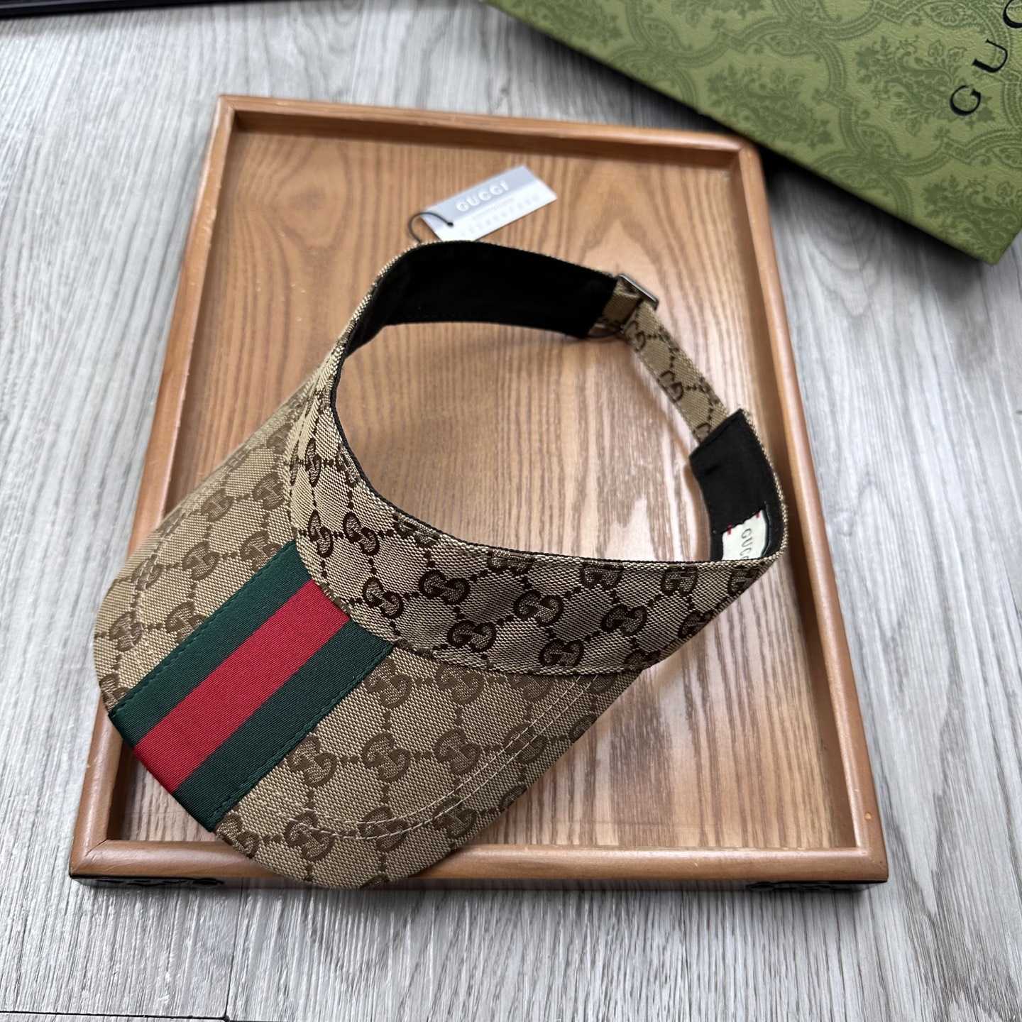 Gucci Original GG Canvas Visor With Web - FashionPlug