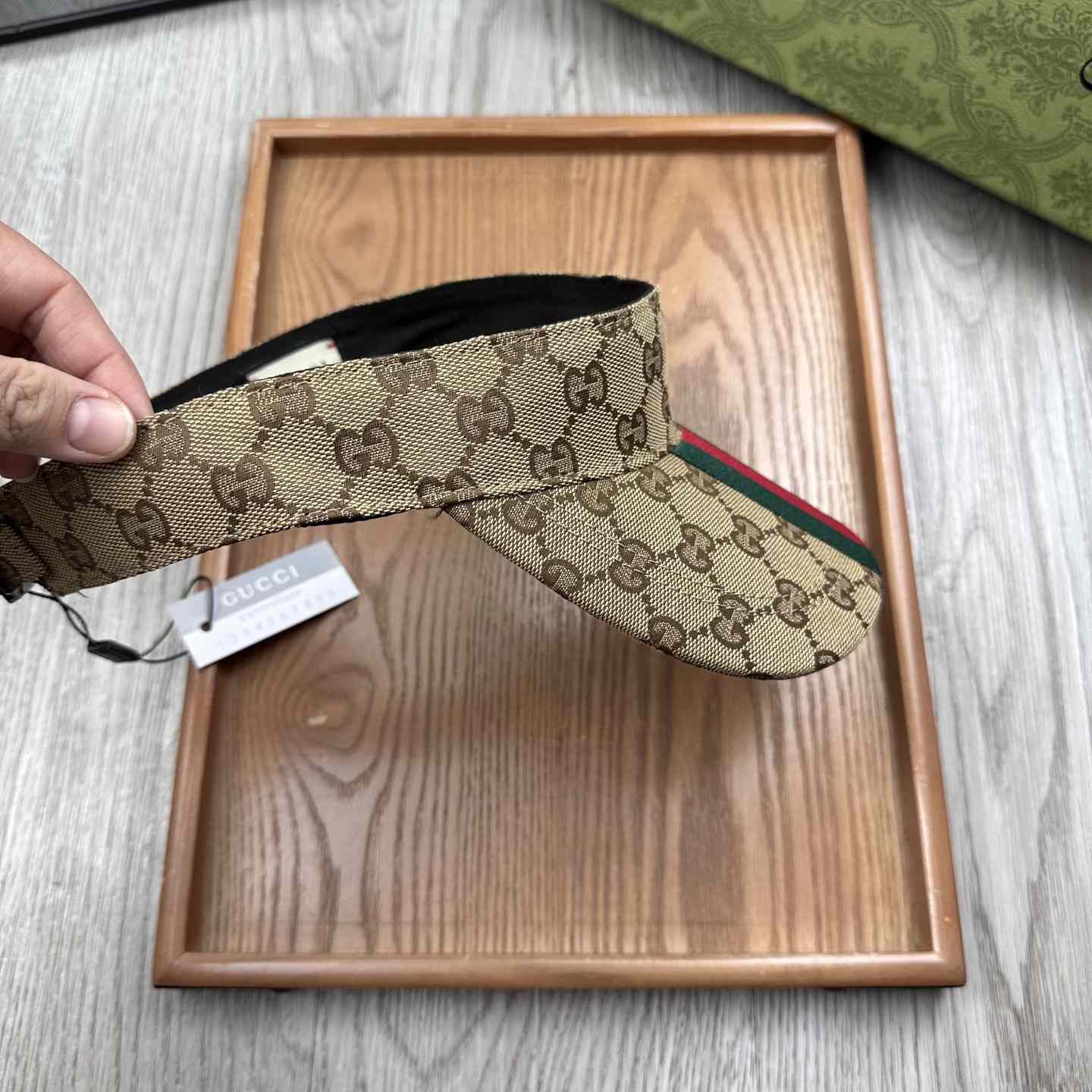 Gucci Original GG Canvas Visor With Web - FashionPlug