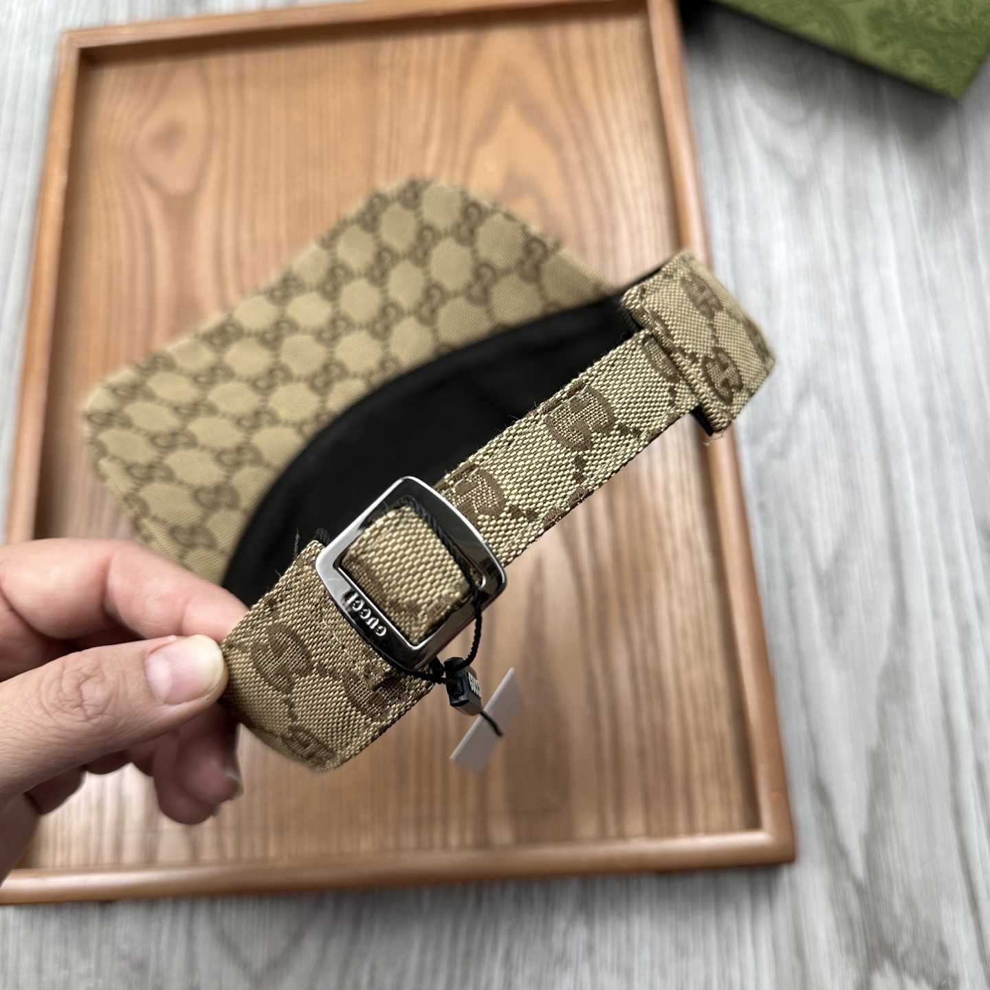 Gucci Original GG Canvas Visor With Web - FashionPlug