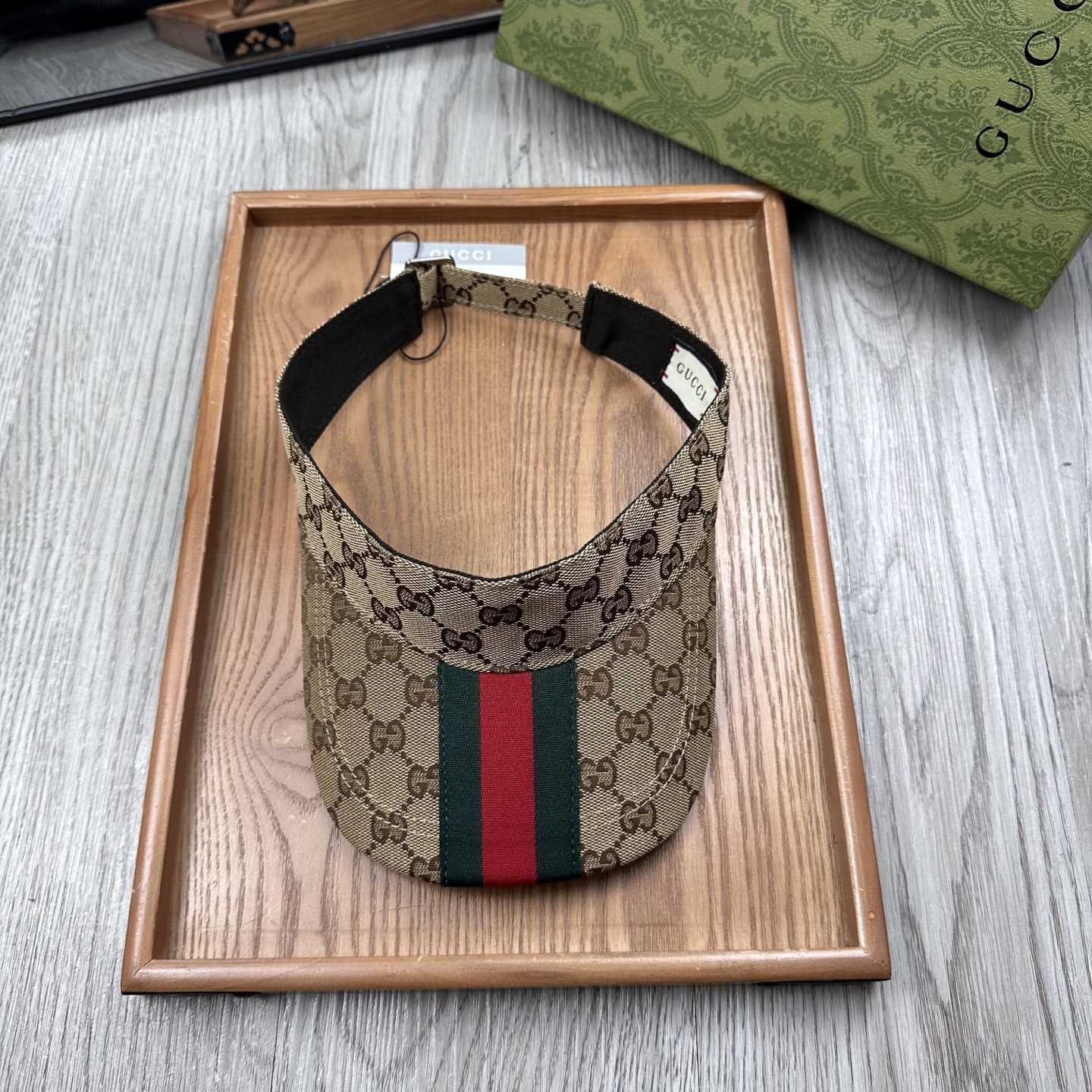 Gucci Original GG Canvas Visor With Web - FashionPlug