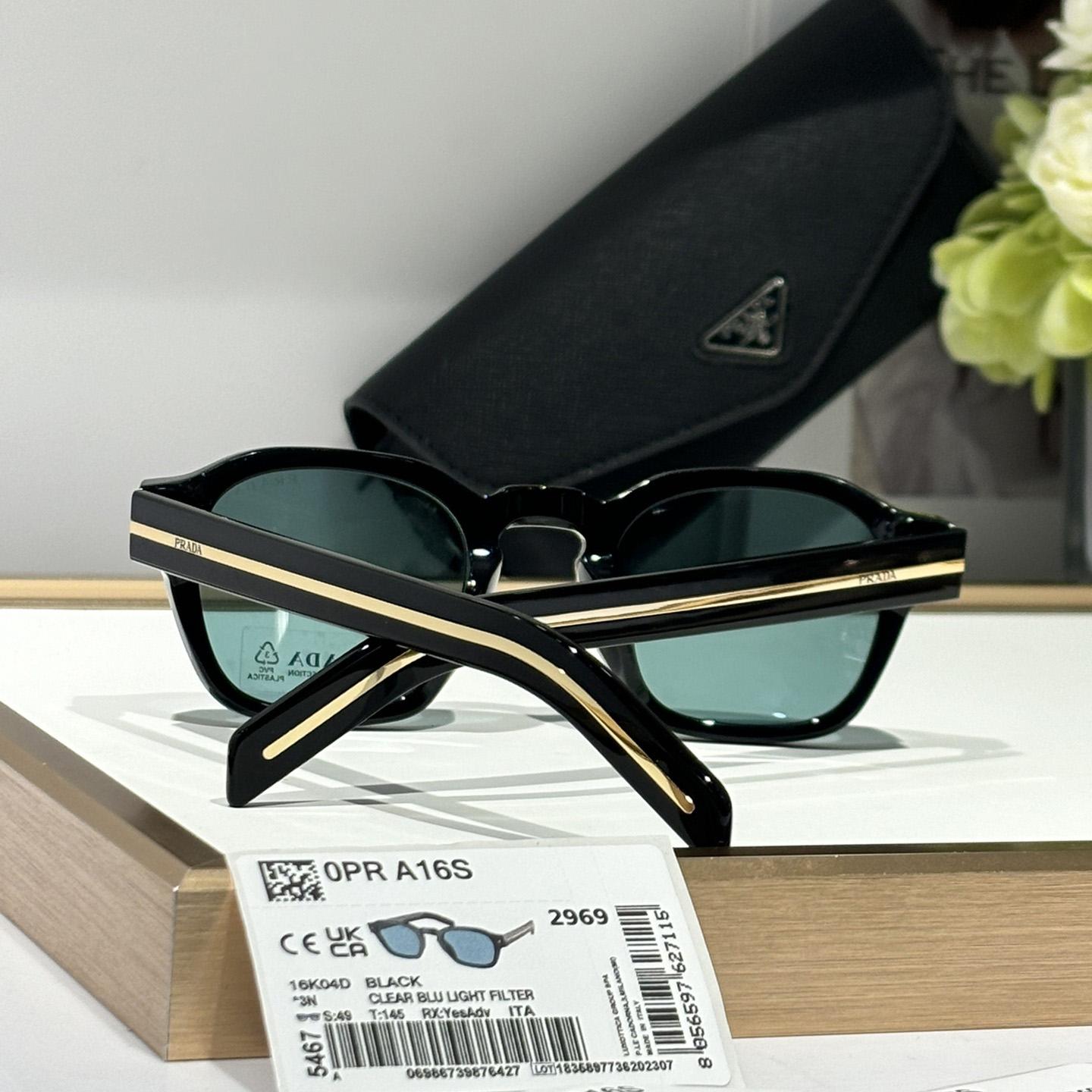 Prada Sunglasses With Iconic Metal Plaque   SPR A16SF - FashionPlug