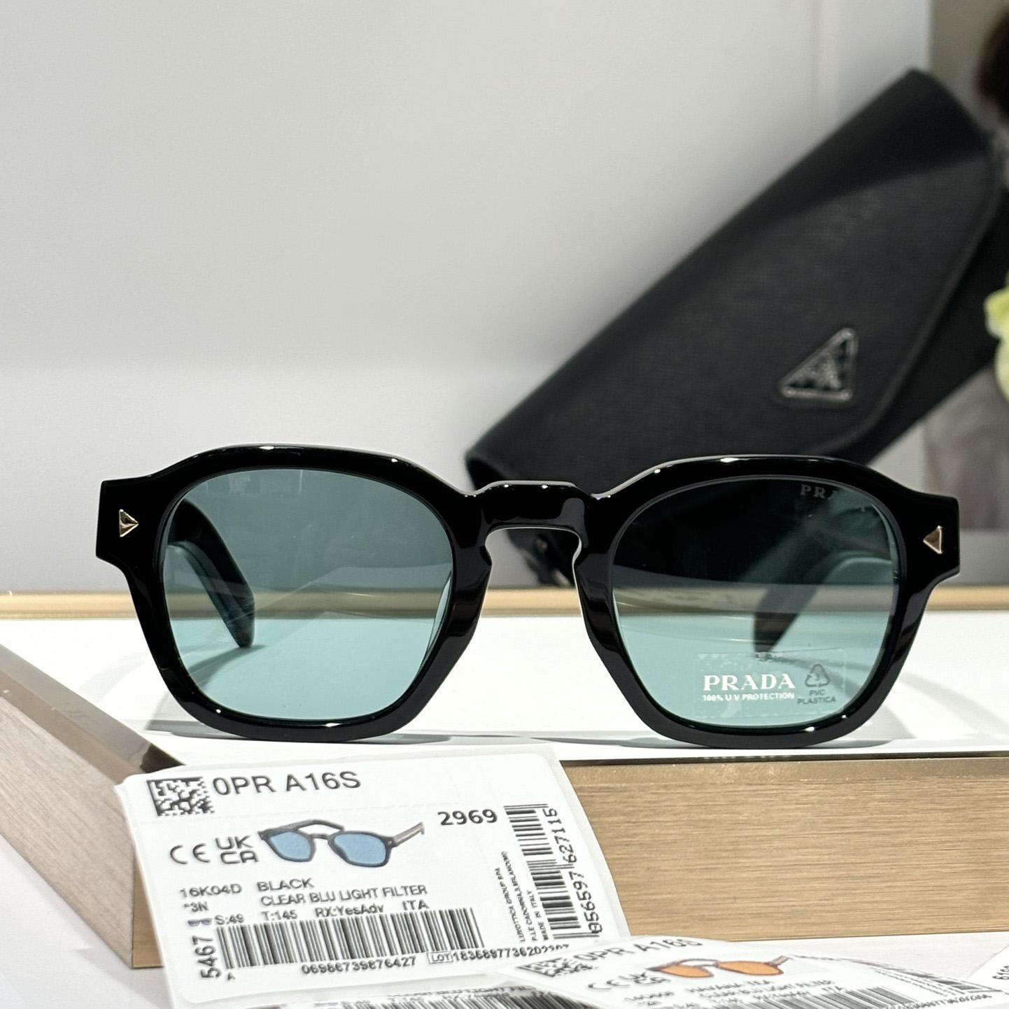 Prada Sunglasses With Iconic Metal Plaque   SPR A16SF - FashionPlug