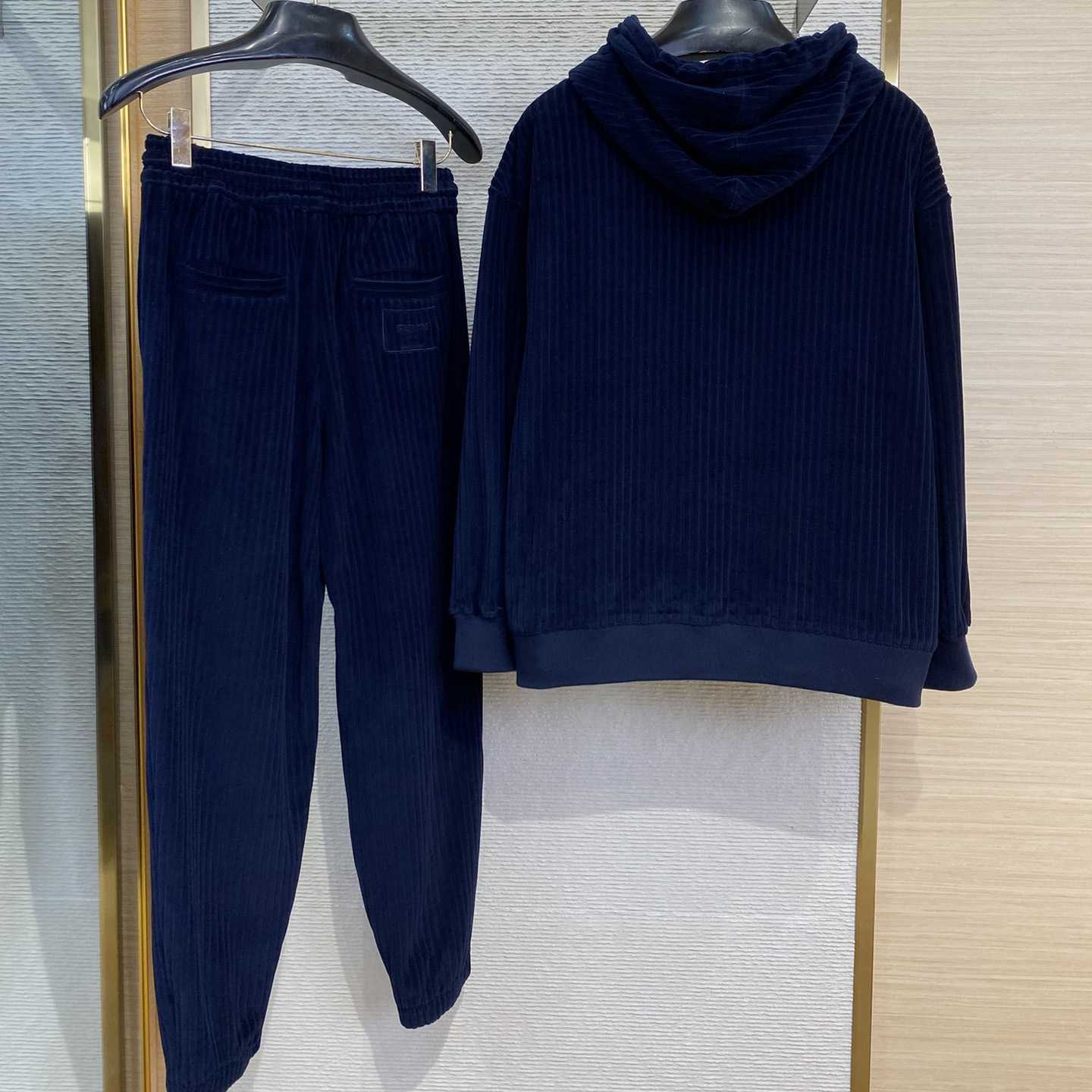 Fendi Blue Velvet Sweatshirt And Corduroy Trousers - FashionPlug