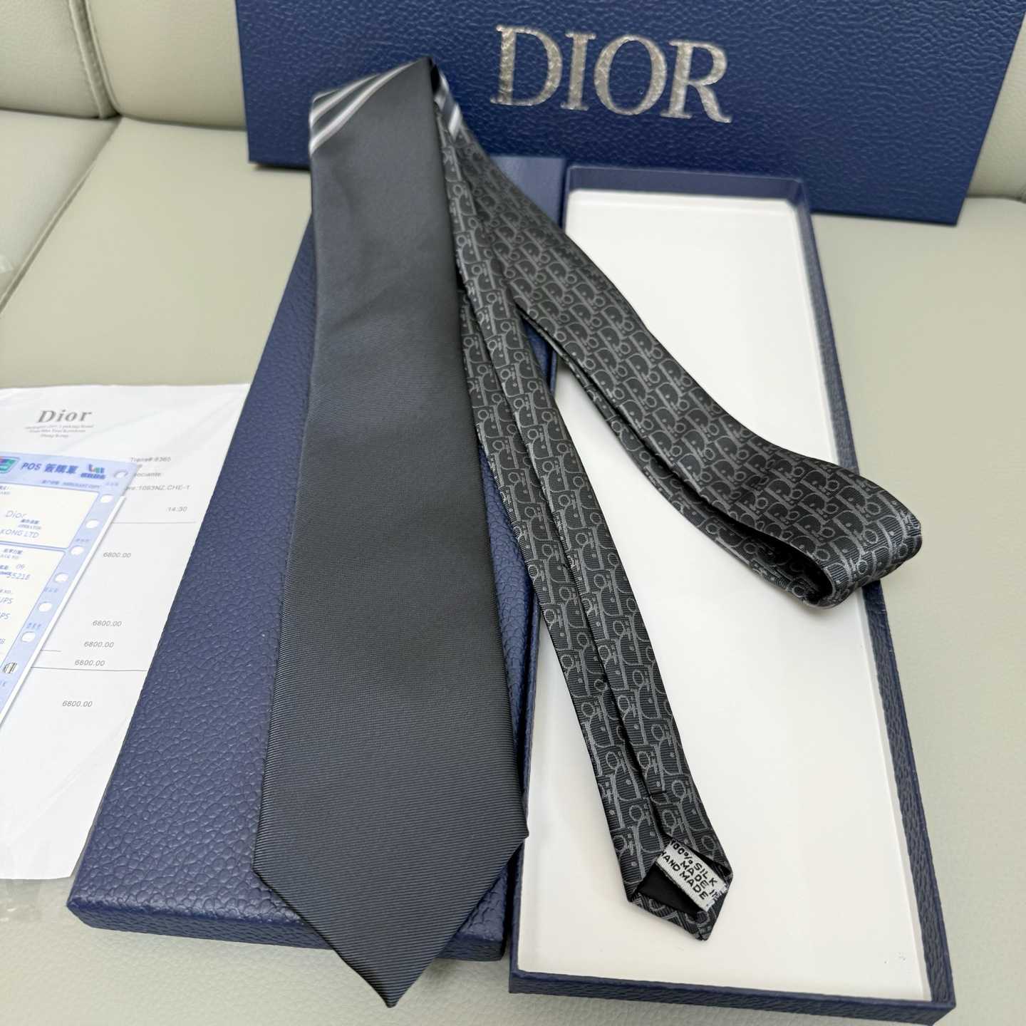 Dior Striped Dior Oblique Tie - FashionPlug
