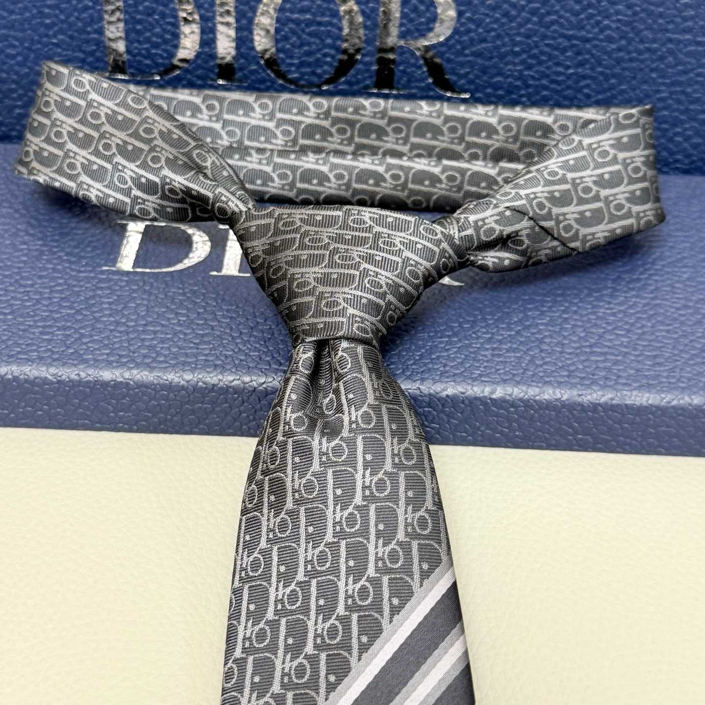 Dior Striped Dior Oblique Tie - FashionPlug
