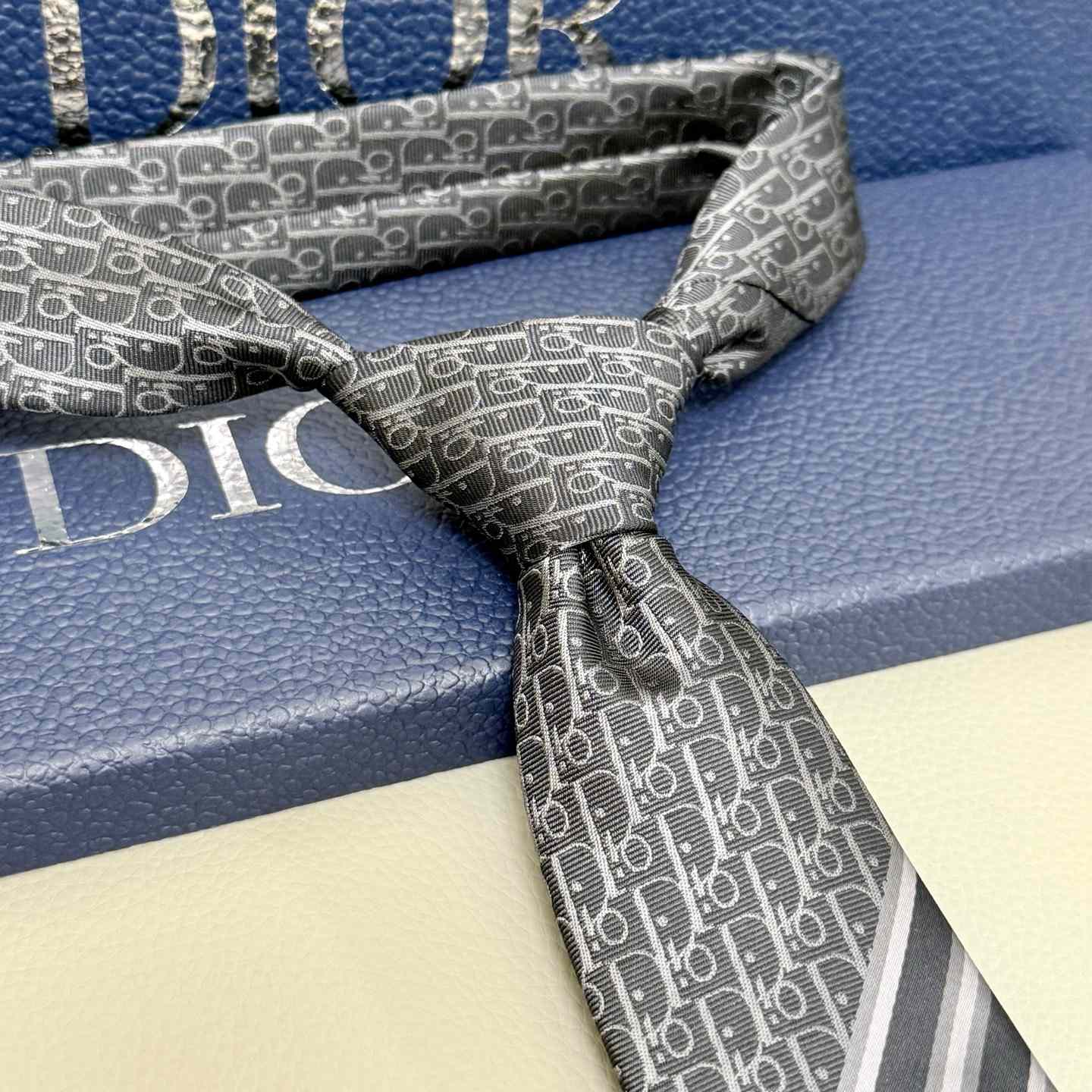 Dior Striped Dior Oblique Tie - FashionPlug