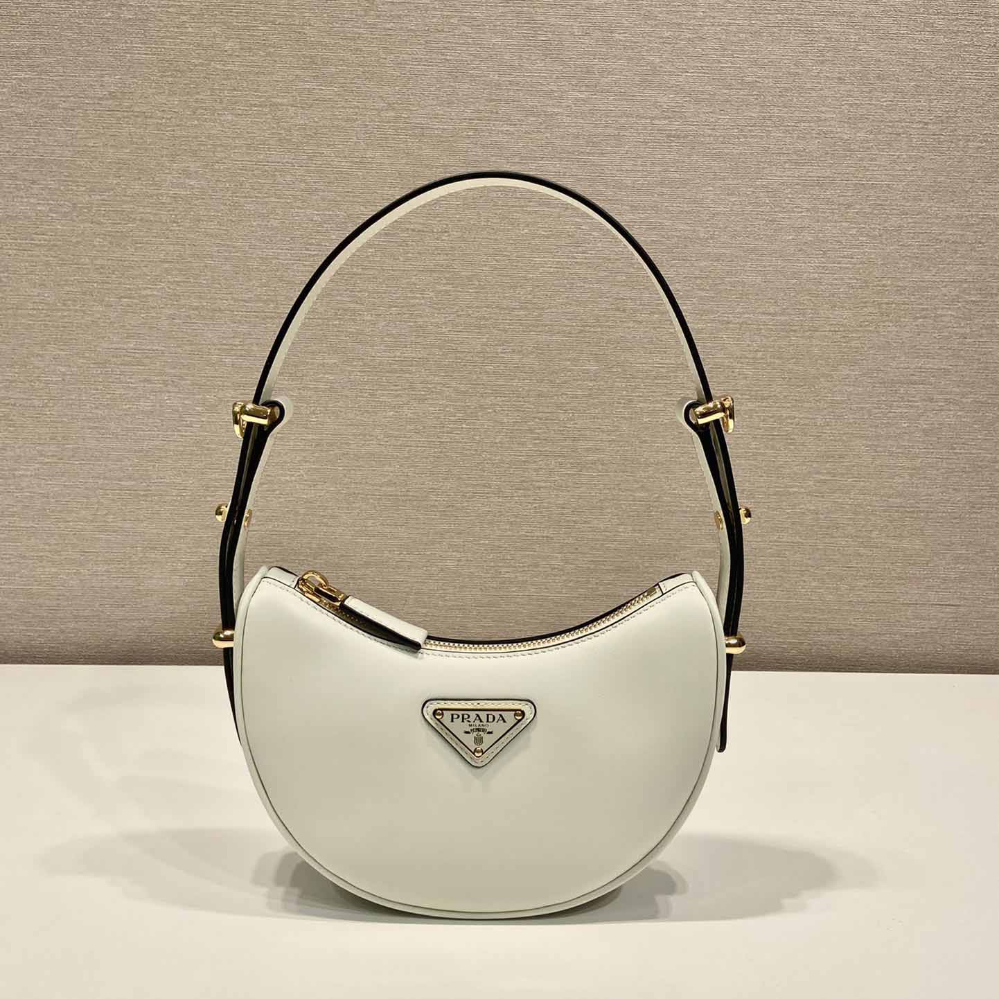 Prada Arqué Small Leather Shoulder Bag - FashionPlug