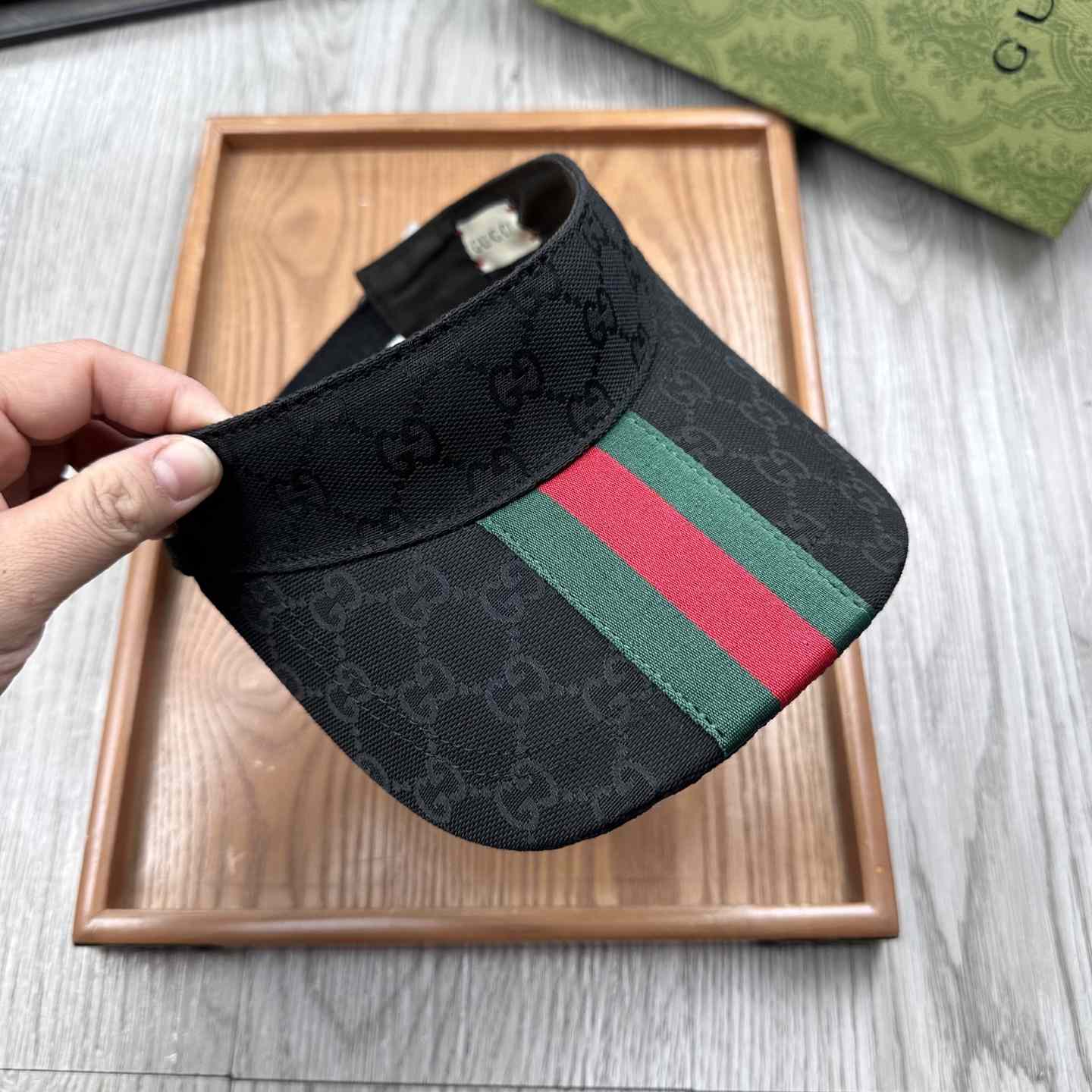 Gucci Original GG Canvas Visor With Web - FashionPlug