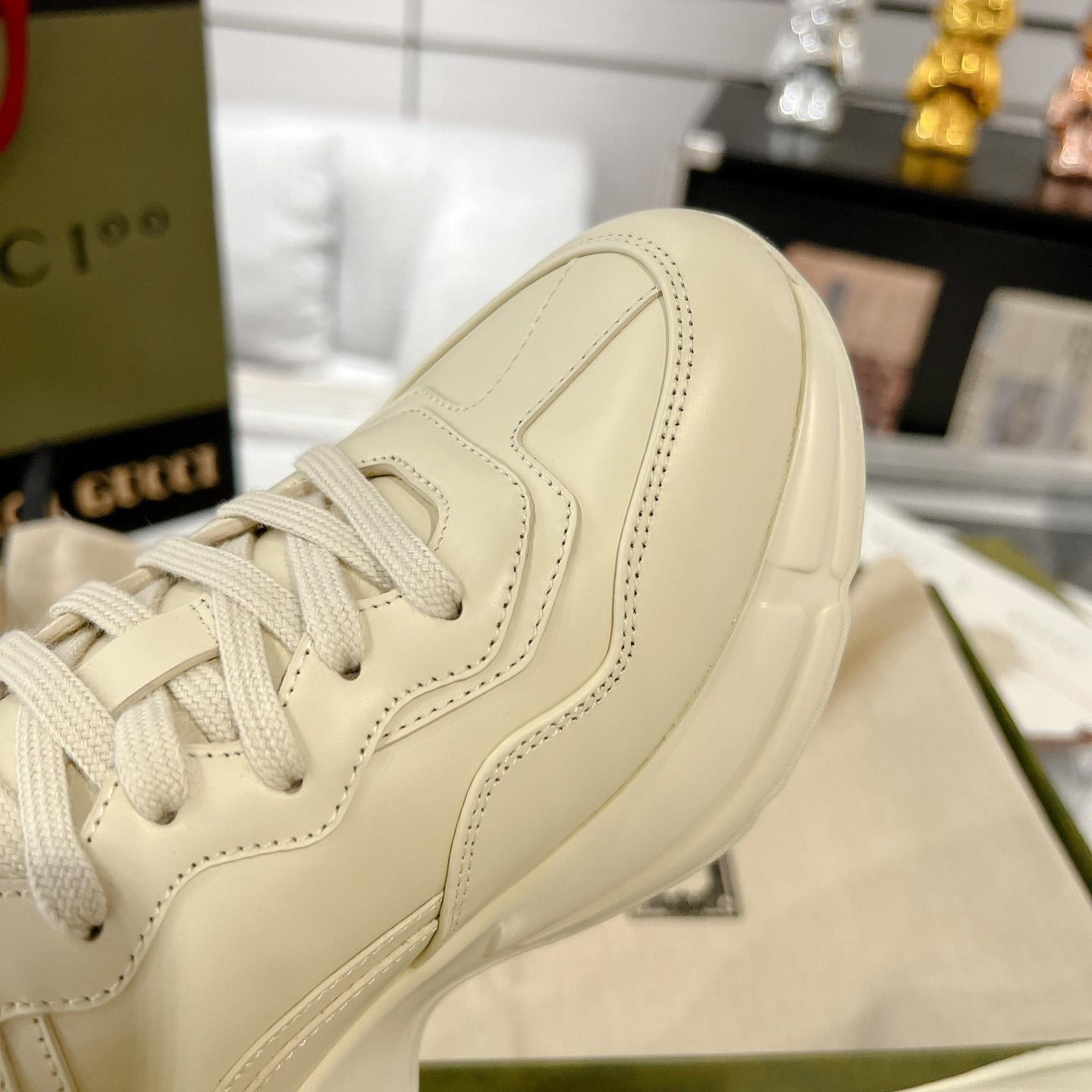 Gucci Rhyton Logo Ivory Leather Sneaker - FashionPlug
