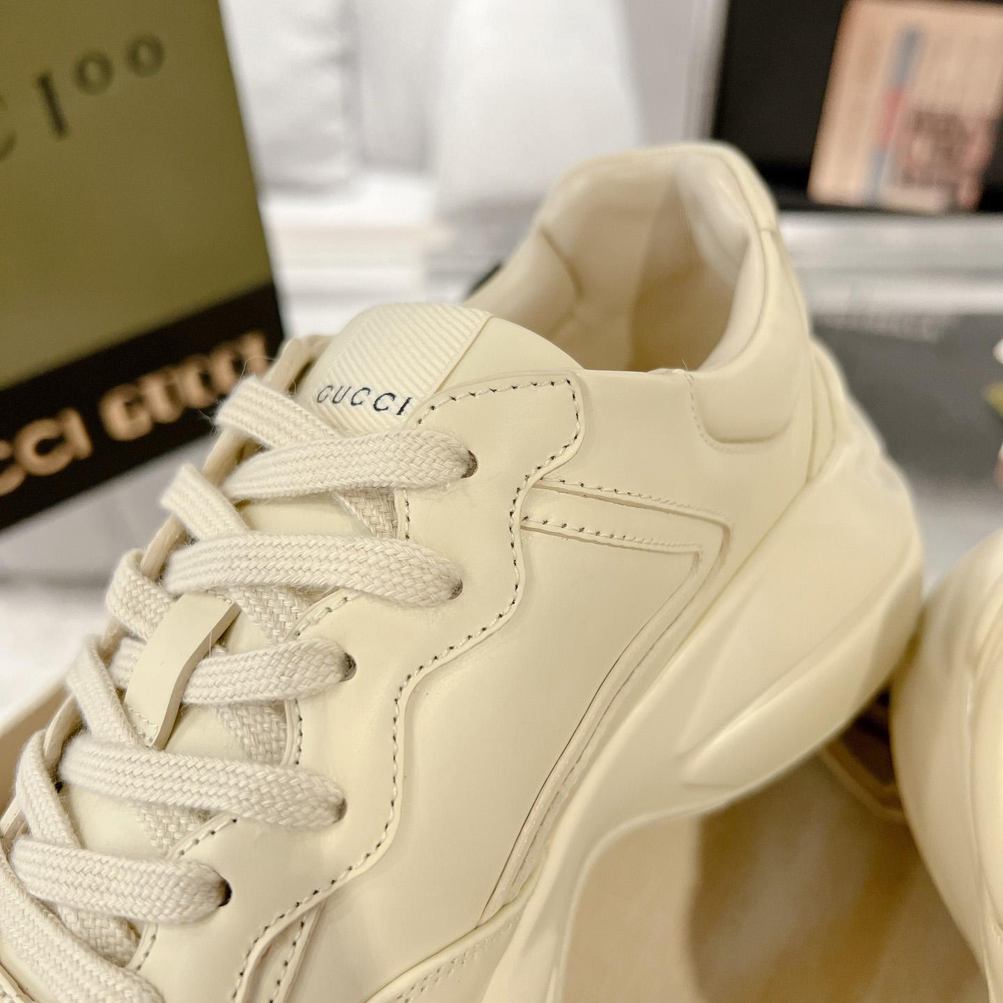 Gucci Rhyton Logo Ivory Leather Sneaker - FashionPlug