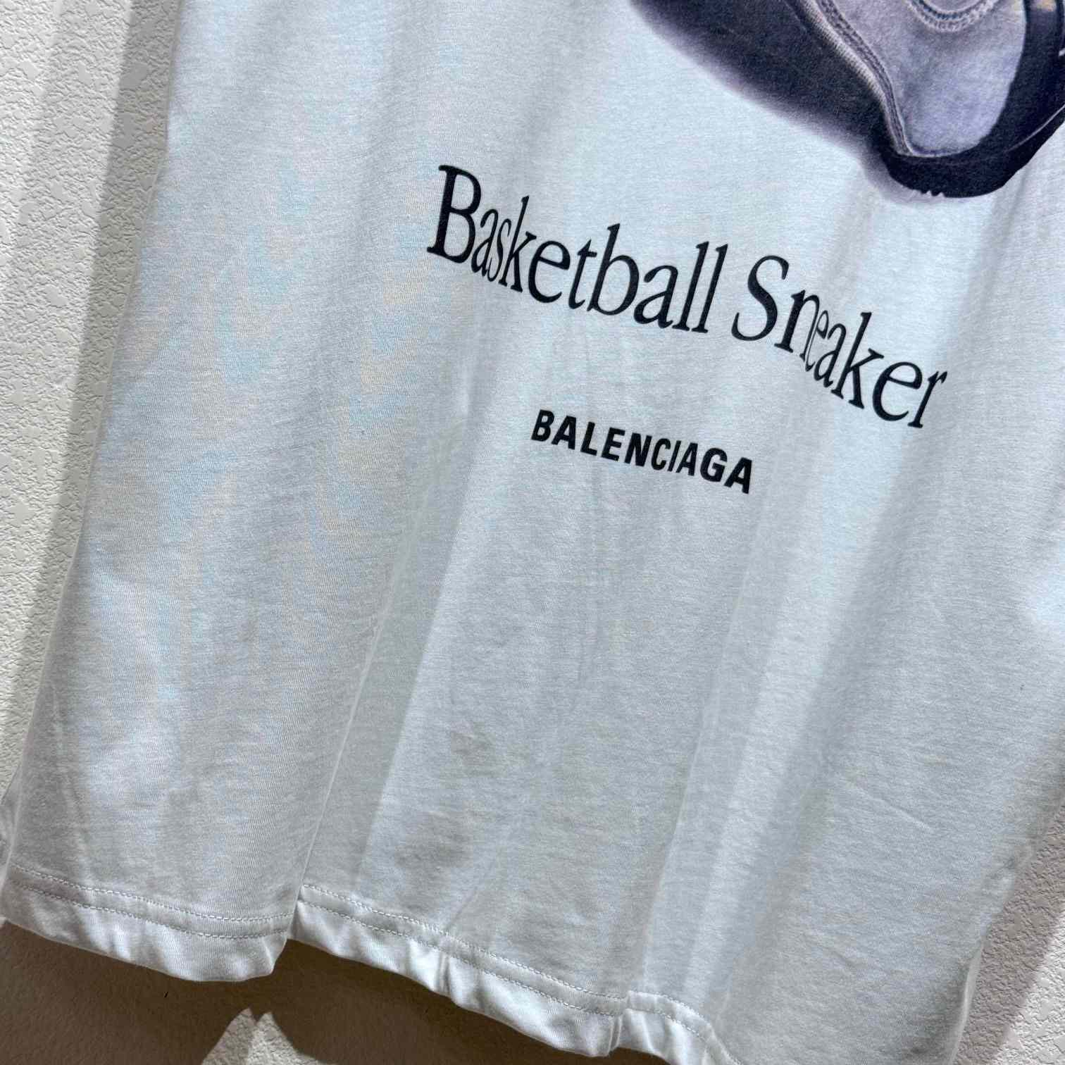 Balenciaga Basketball Sneaker T-Shirt Oversized In Dirty White Dry Jersey - FashionPlug