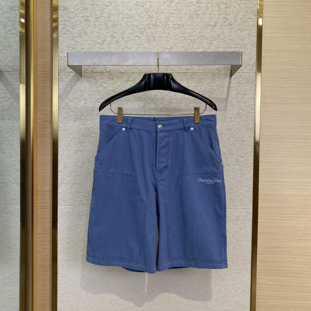 Christian Dior Couture Carpenter Shorts Blue Cotton Denim  - FashionPlug