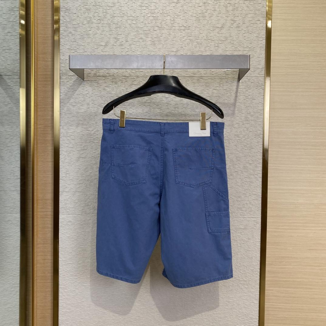 Christian Dior Couture Carpenter Shorts Blue Cotton Denim  - FashionPlug