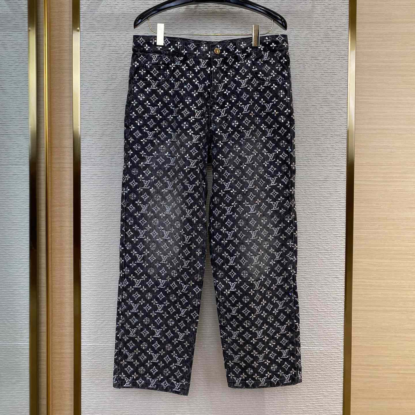 Louis Vuitton Embroidered Monogram Baggy Denim Pants   1ABY8N - FashionPlug