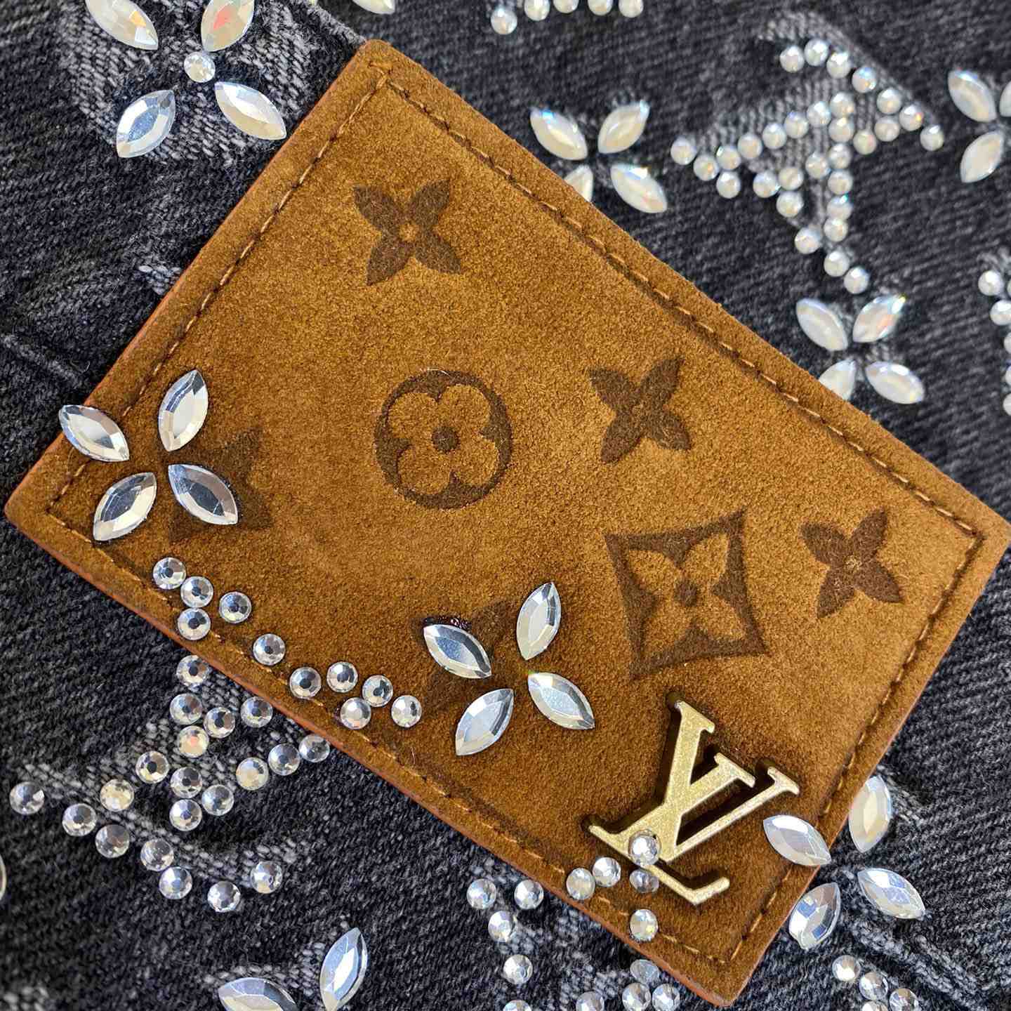 Louis Vuitton Embroidered Monogram Baggy Denim Pants   1ABY8N - FashionPlug