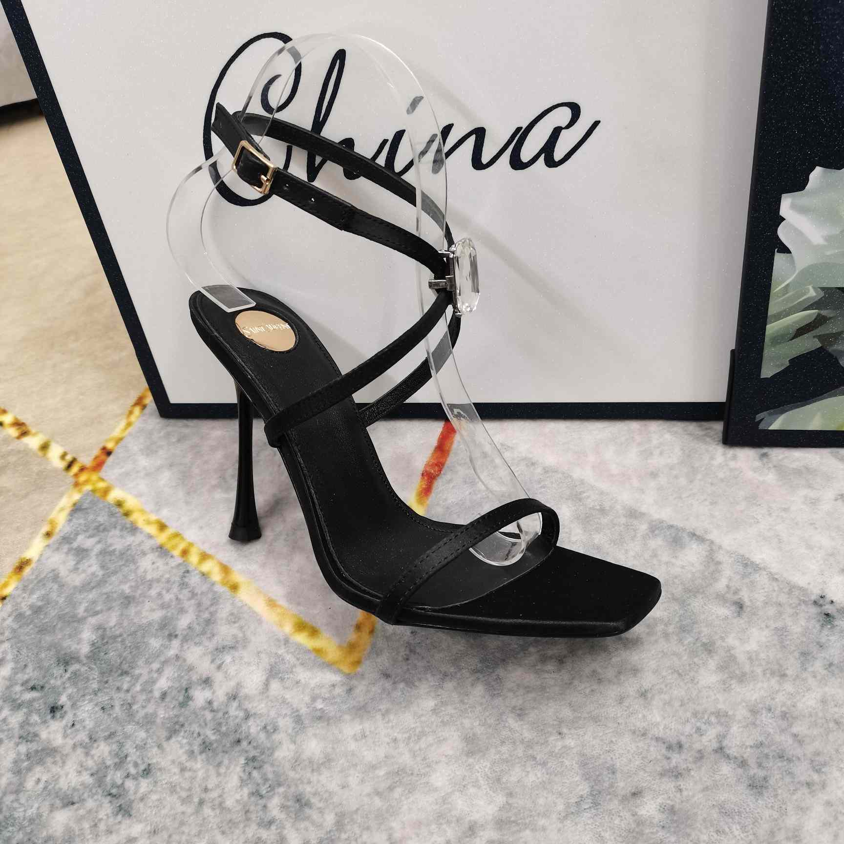 Saint Laurent Harlow Sandals In Satin Crepe And Crystals - FashionPlug