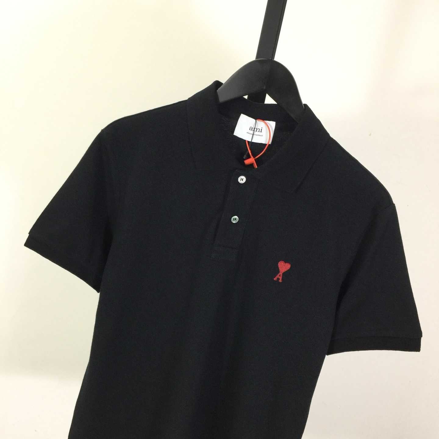 Ami Paris Ami De Coeur Embroidered Polo Shirt - FashionPlug