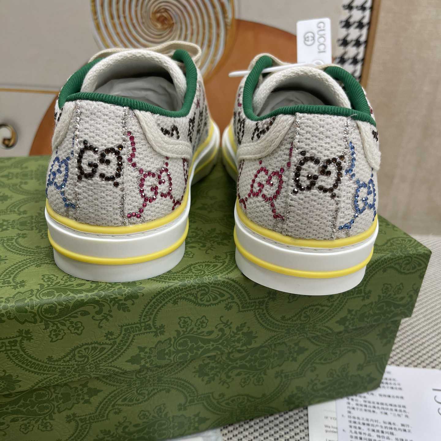 Gucci Crystal Low Top Sneakers  - FashionPlug