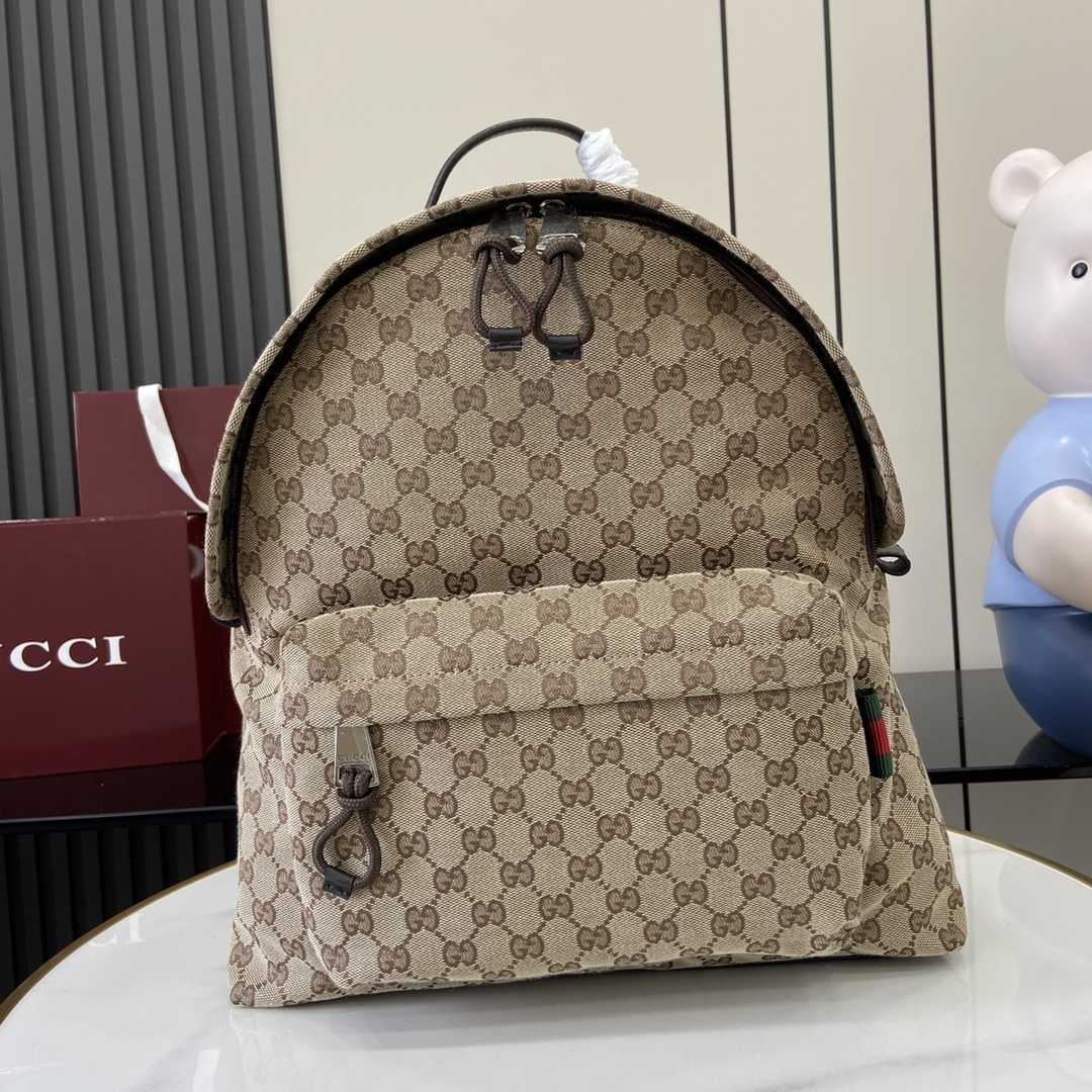 Gucci Medium GG Backpack With Web - FashionPlug