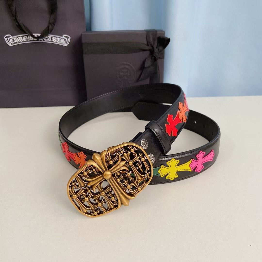 Chrome Hearts Leather Belt   - FashionPlug