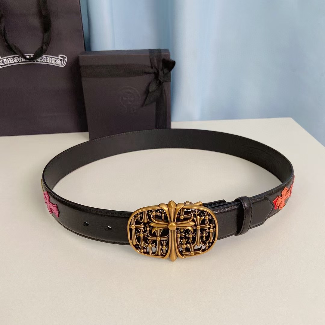 Chrome Hearts Leather Belt   - FashionPlug