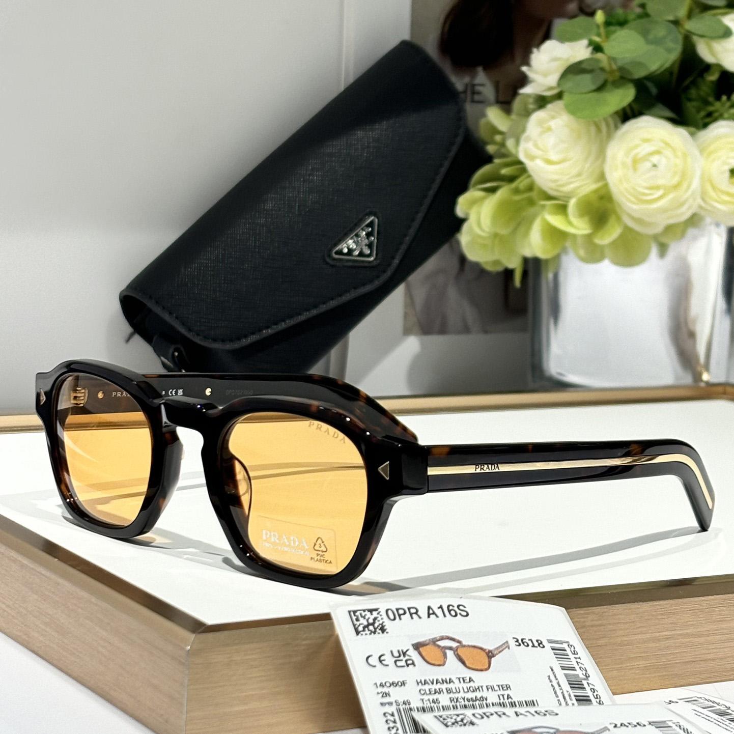 Prada Sunglasses With Iconic Metal Plaque   SPR A16SF - FashionPlug