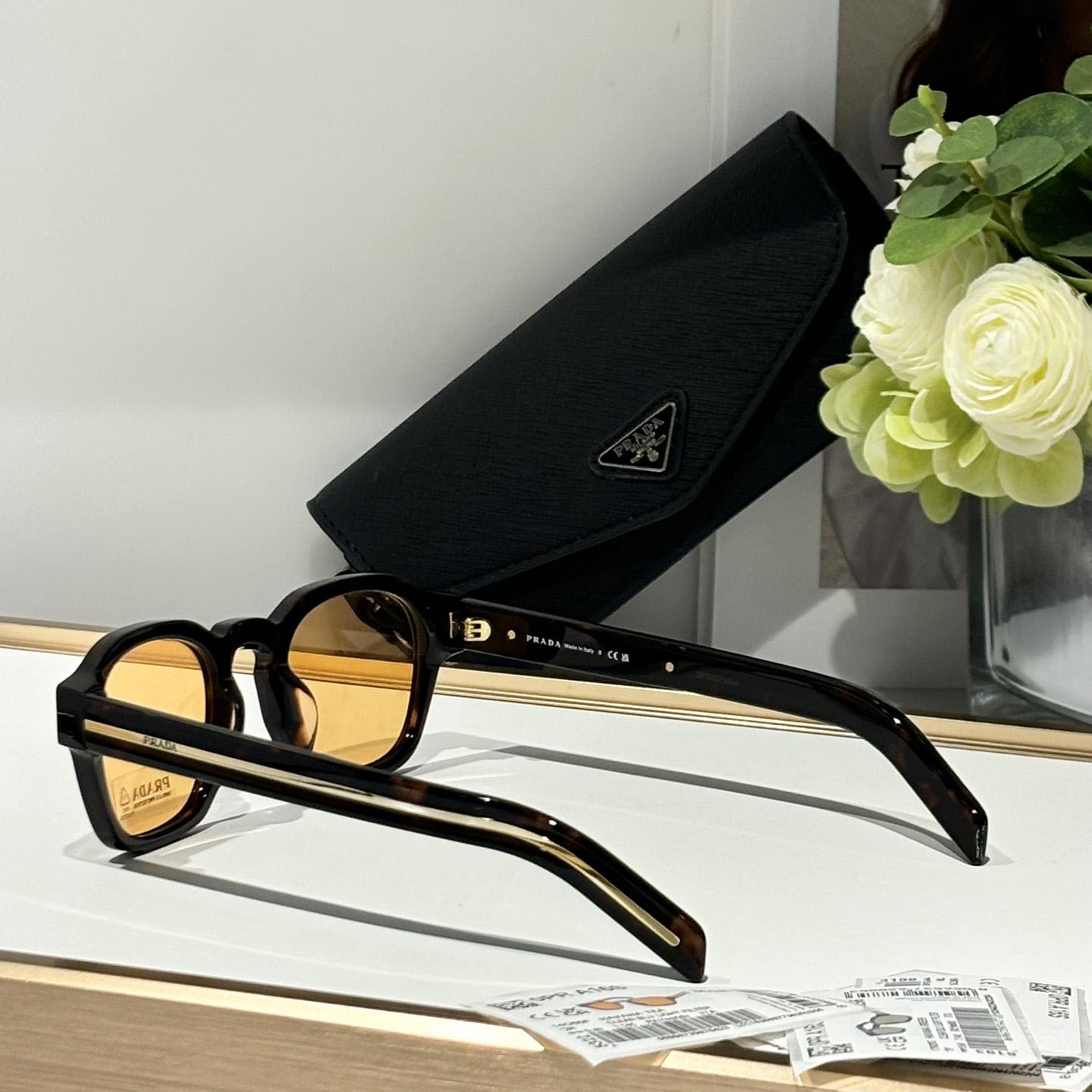 Prada Sunglasses With Iconic Metal Plaque   SPR A16SF - FashionPlug
