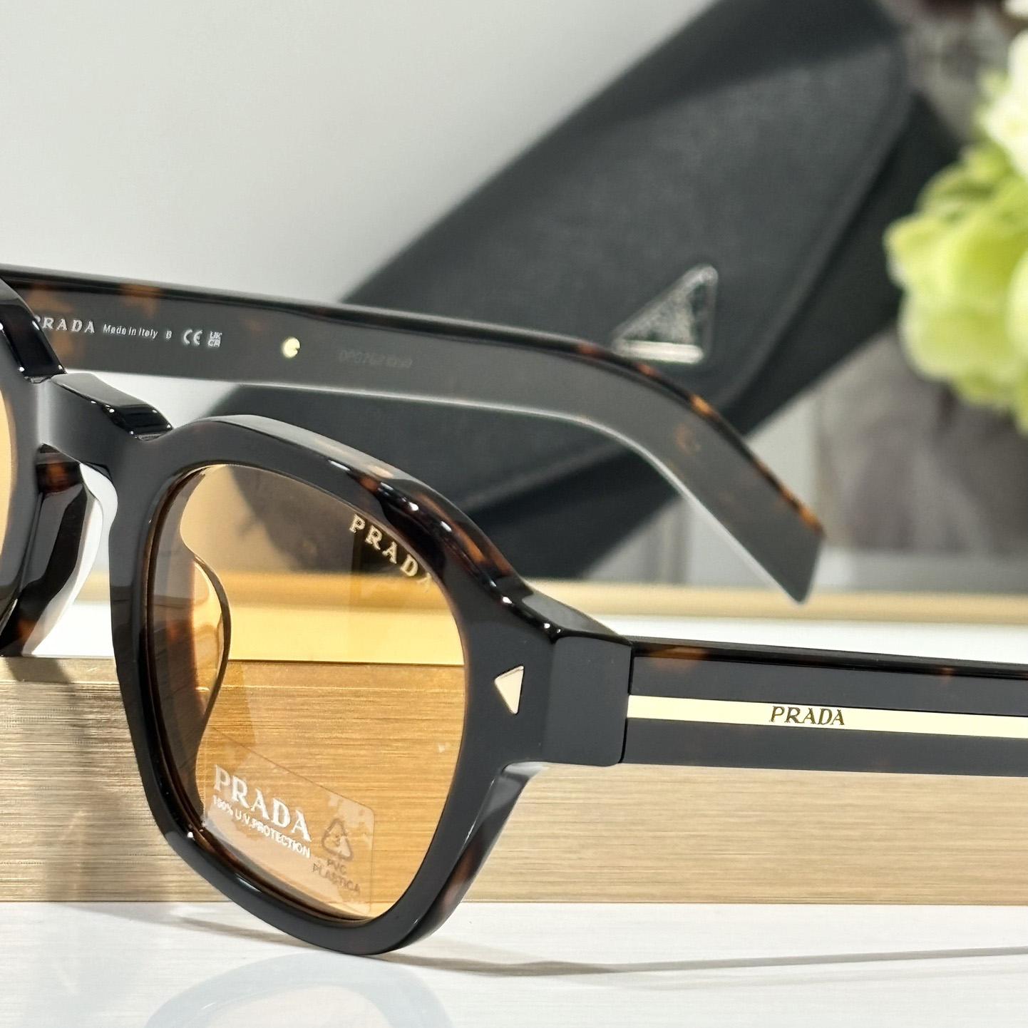 Prada Sunglasses With Iconic Metal Plaque   SPR A16SF - FashionPlug
