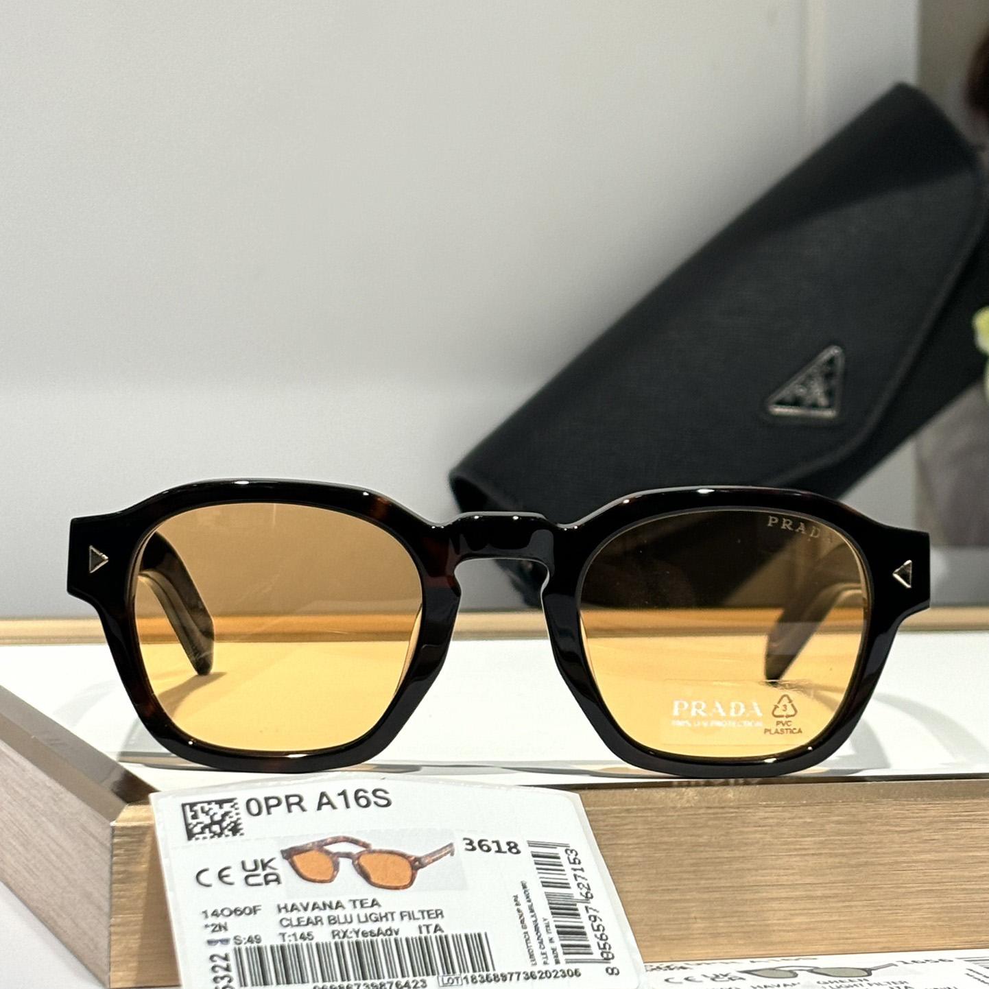 Prada Sunglasses With Iconic Metal Plaque   SPR A16SF - FashionPlug