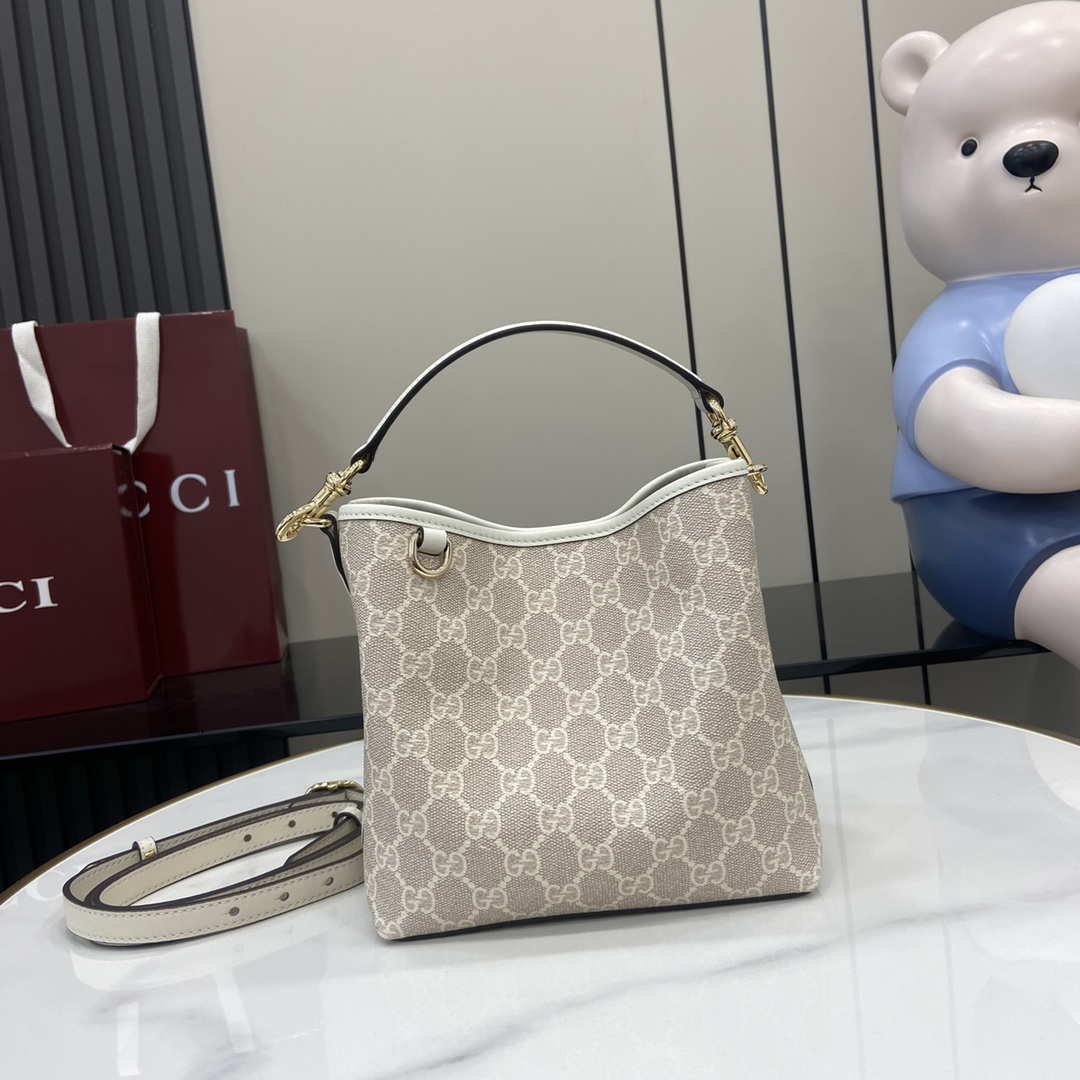 Gucci GG Emblem Mini Bucket Bag  - FashionPlug